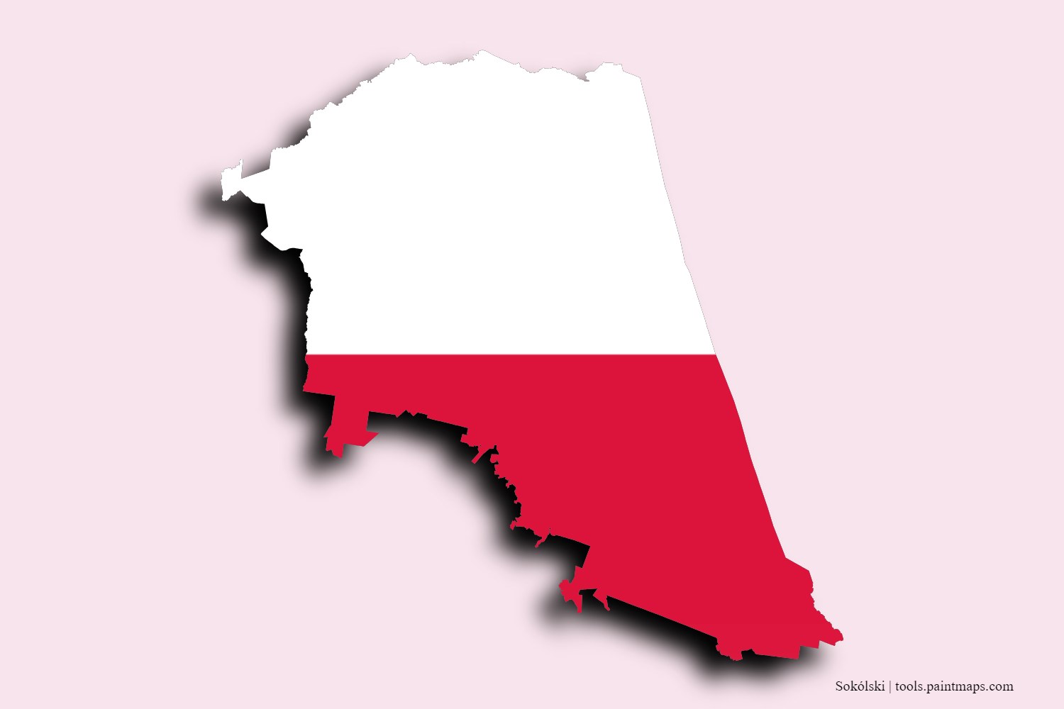 flag map of Sokółka with 3D shadow effect