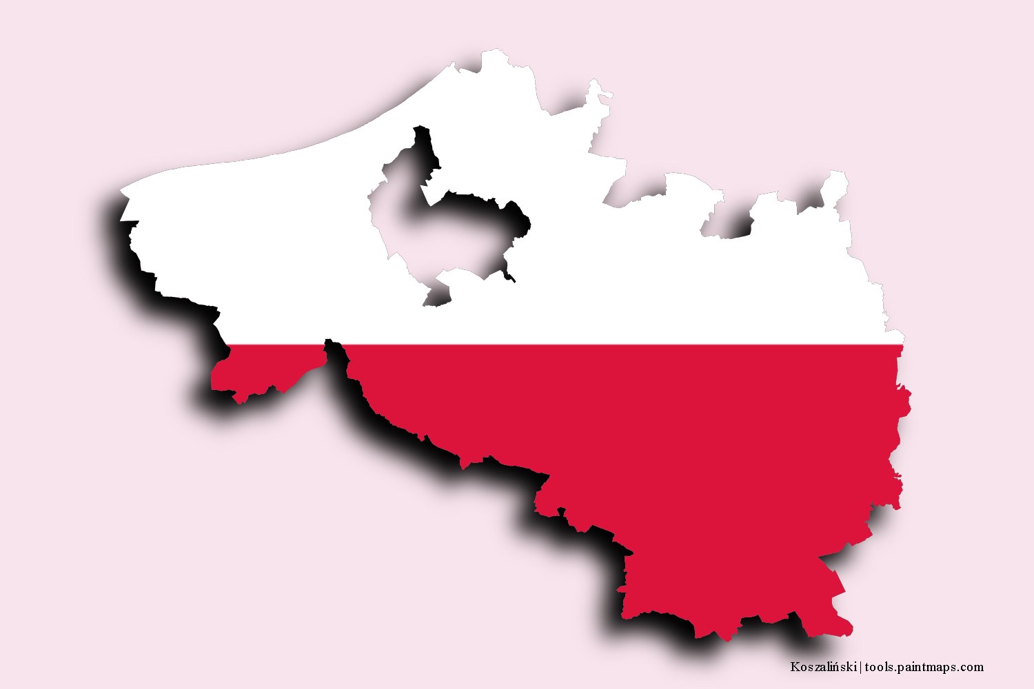 flag map of Koszaliński with 3D shadow effect