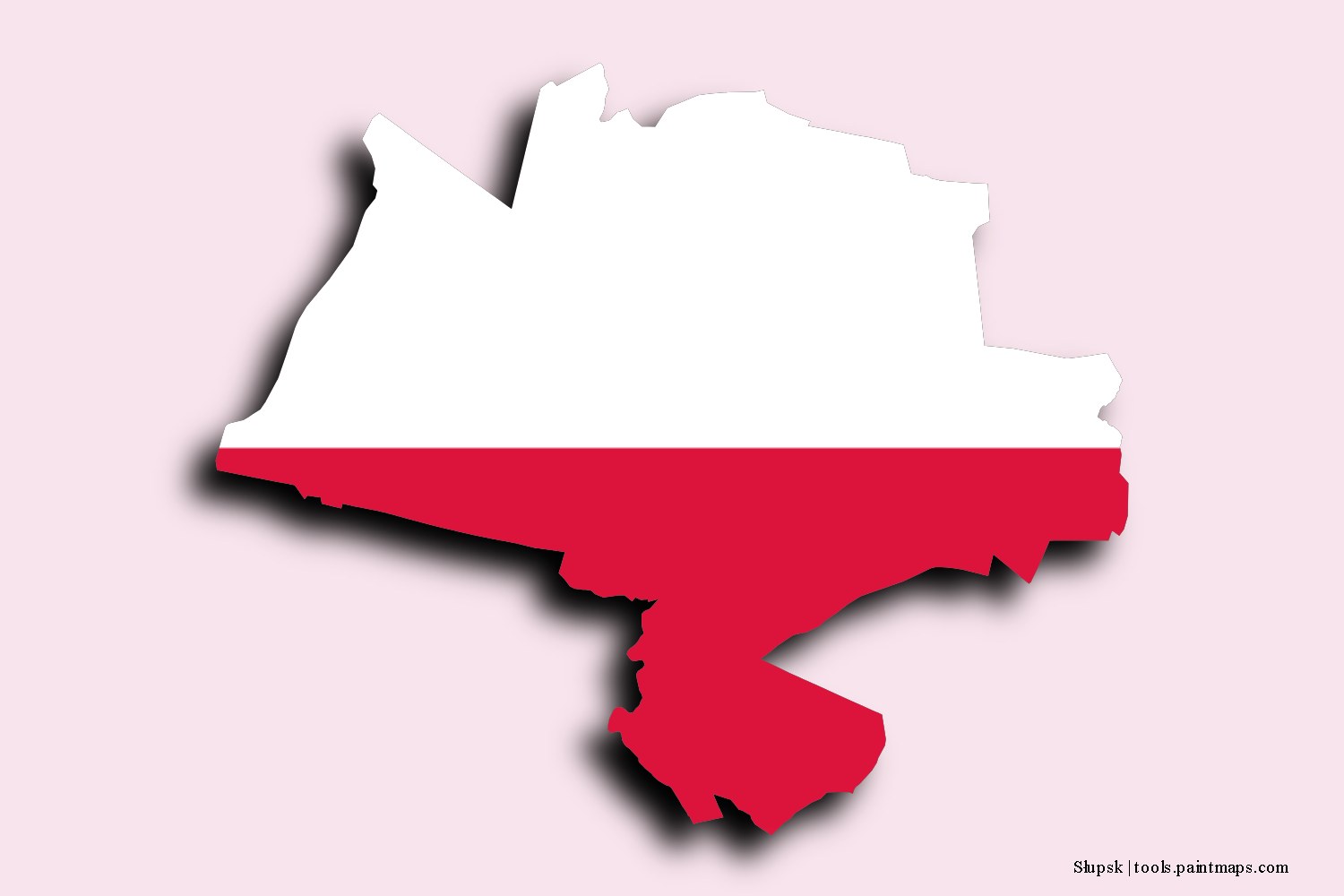 flag map of Słupsk with 3D shadow effect