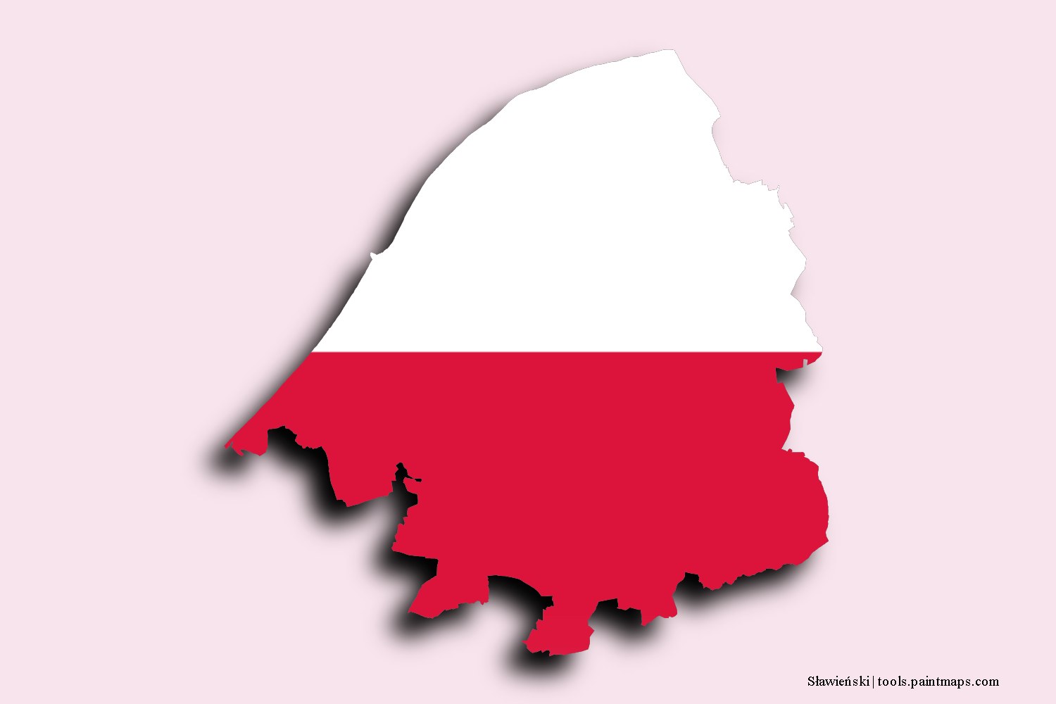 Mapa de la bandera de Sławieński con efecto de sombra 3D