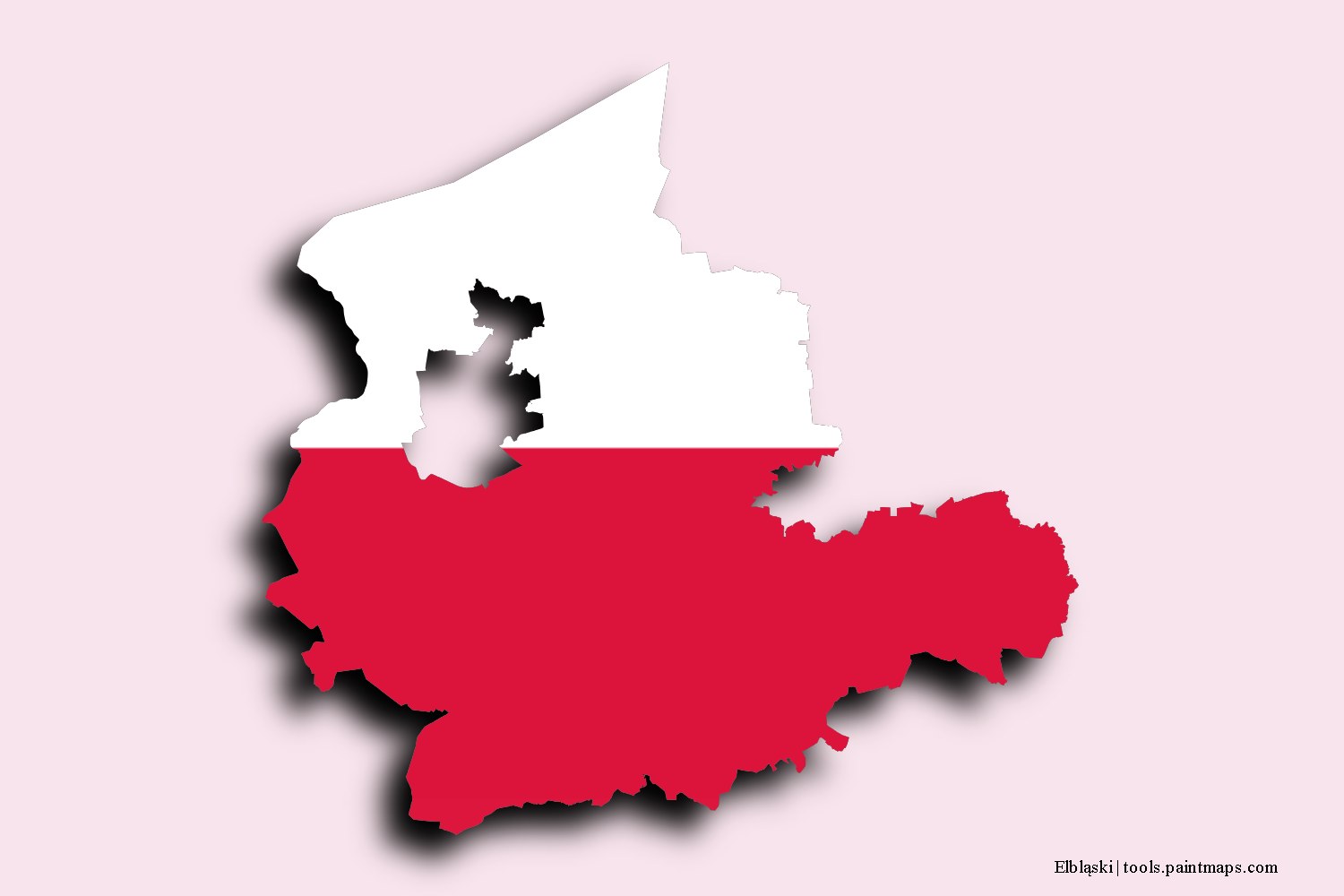 flag map of Elbląski with 3D shadow effect