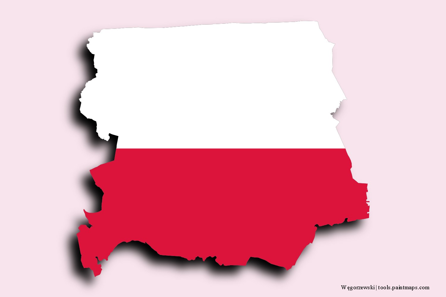 flag map of Węgorzewski with 3D shadow effect