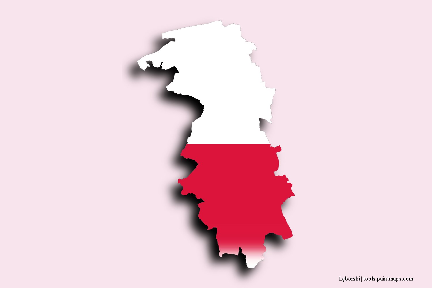 flag map of Lęborski with 3D shadow effect