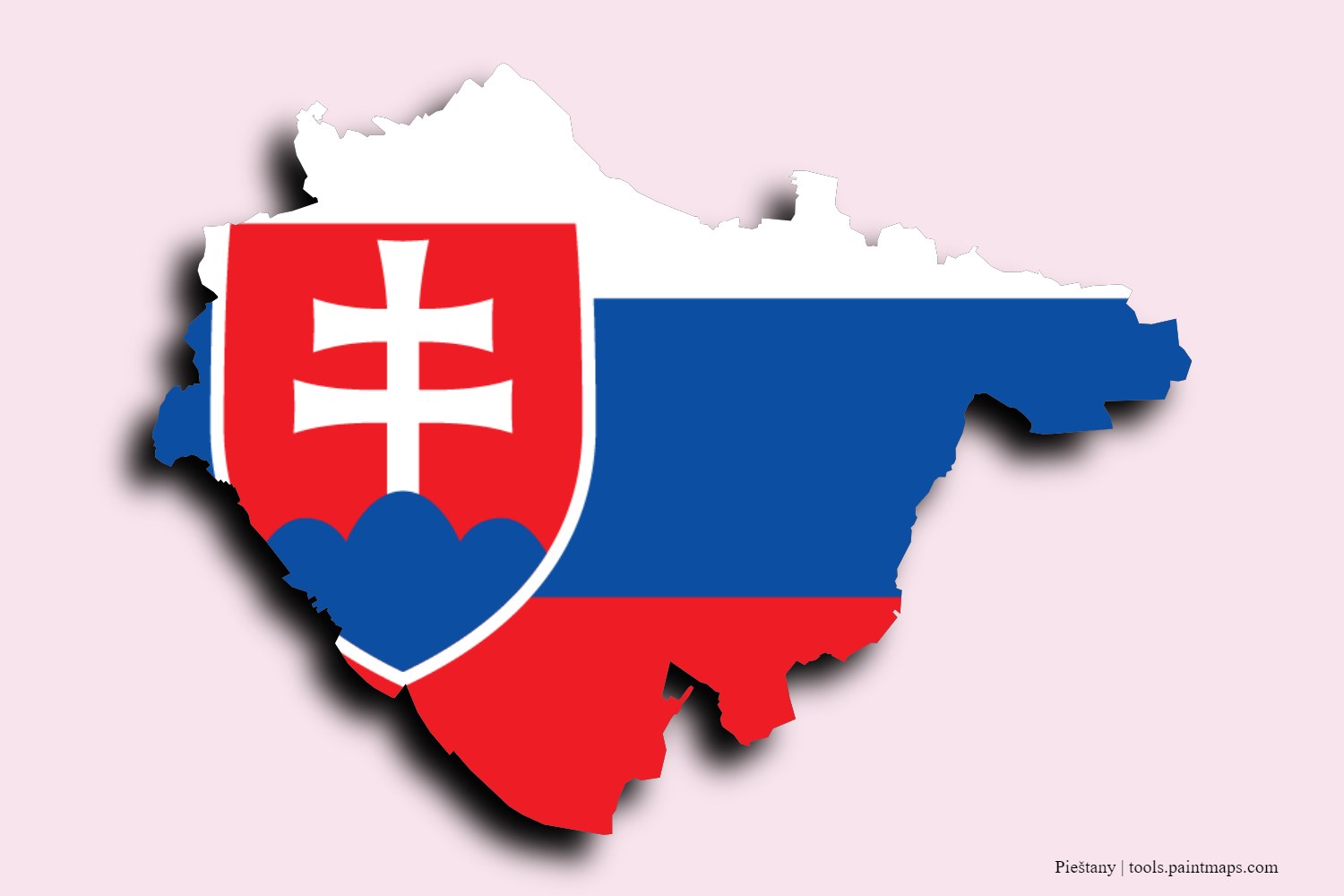 flag map of Pieštany with 3D shadow effect