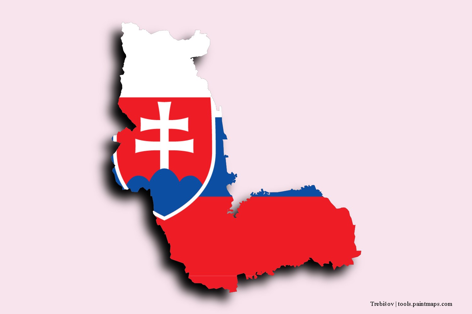 Mapa de la bandera de Trebišov con efecto de sombra 3D