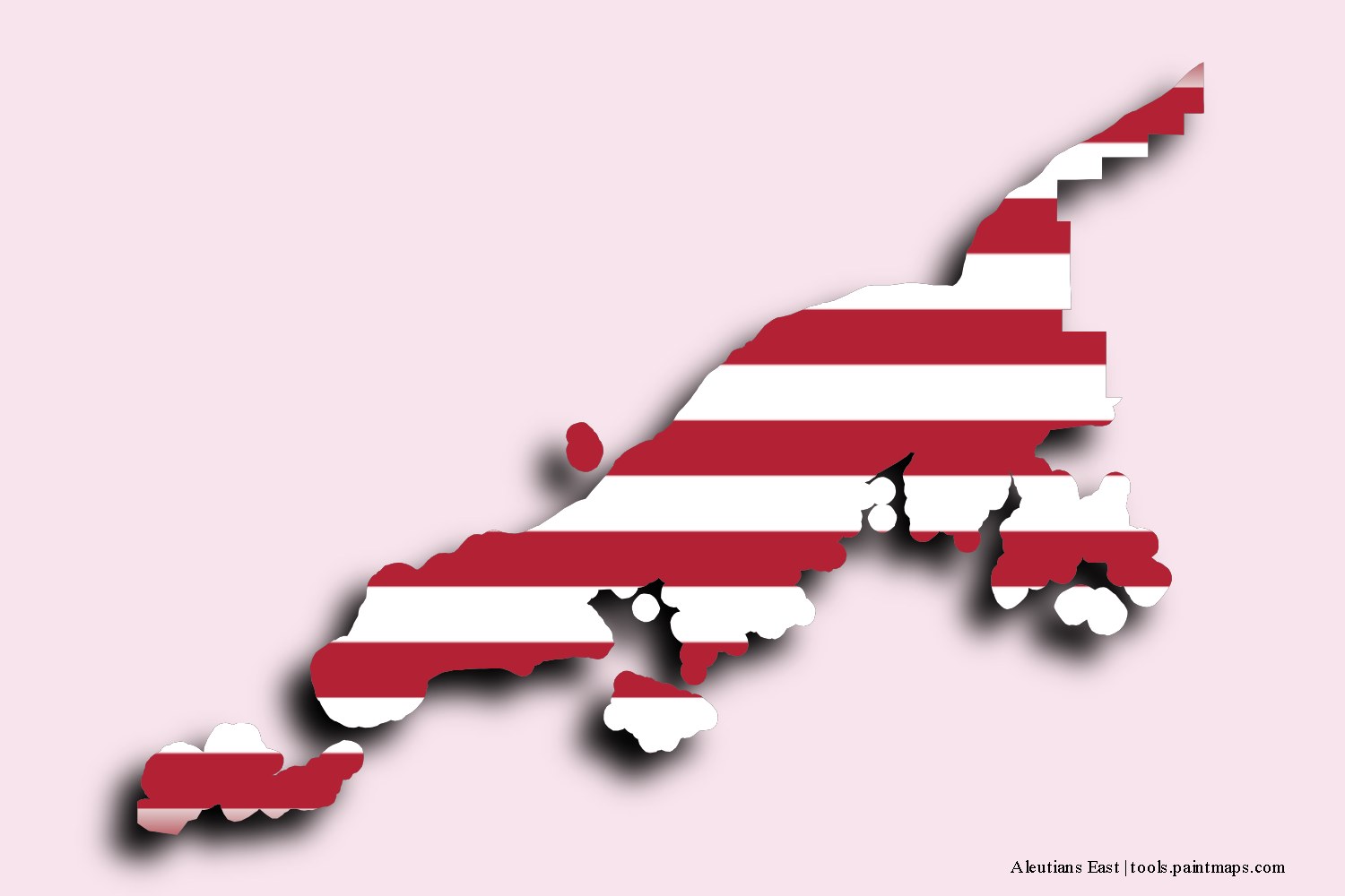 flag map of Aleutians East with 3D shadow effect