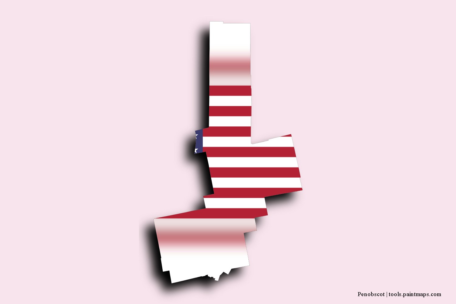 flag map of Penobscot with 3D shadow effect