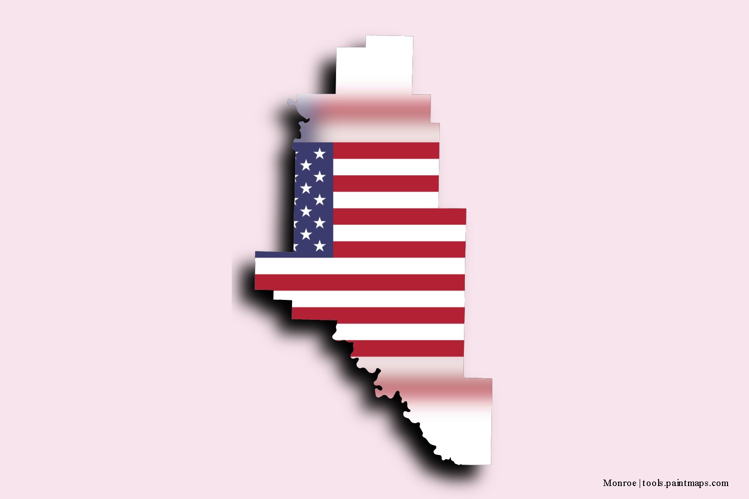 flag map of Monroe with 3D shadow effect