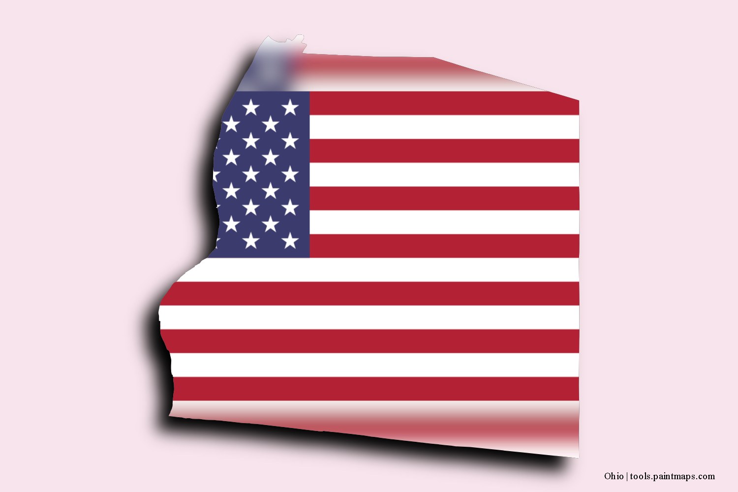 flag map of Ohio with 3D shadow effect