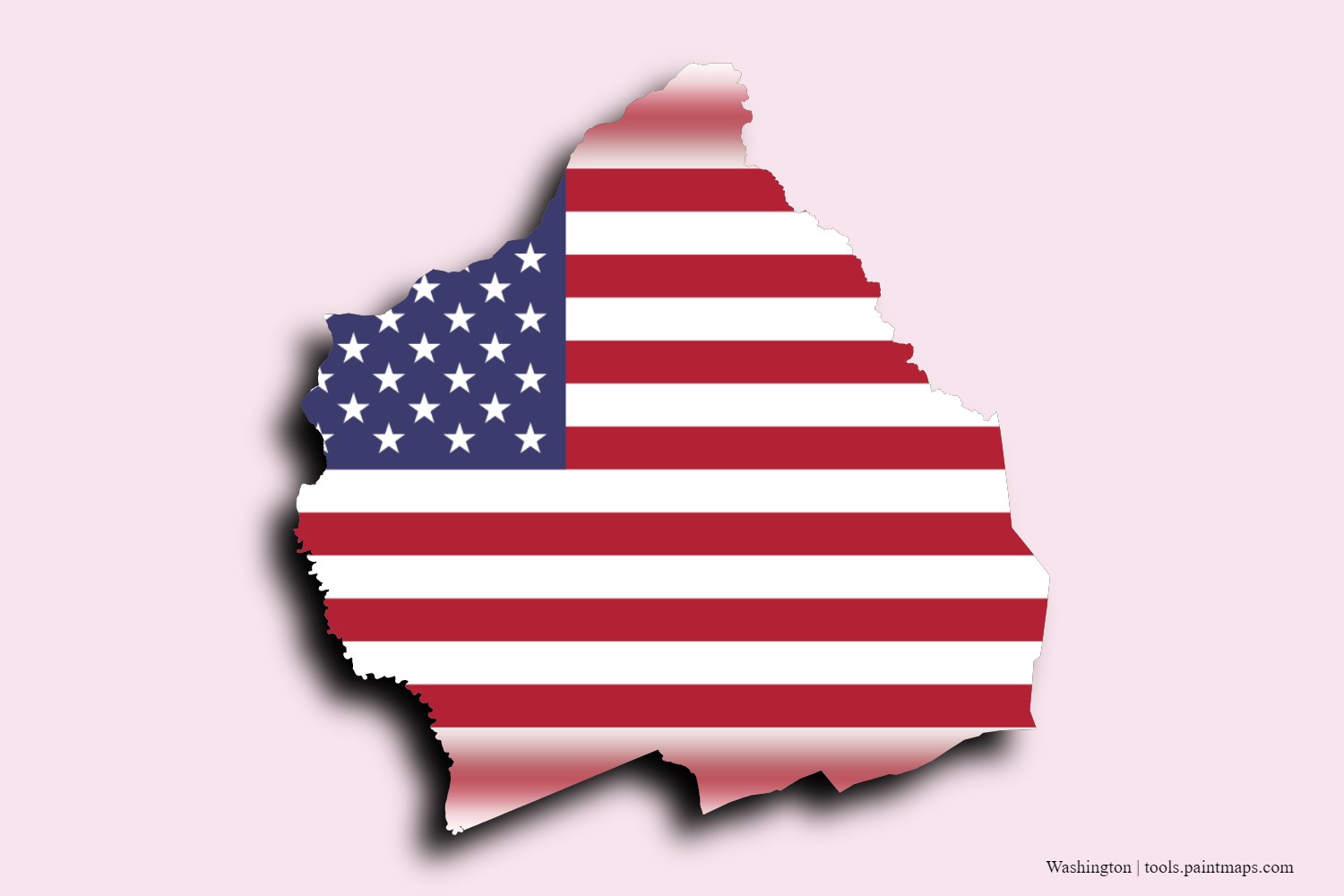 flag map of Washington with 3D shadow effect