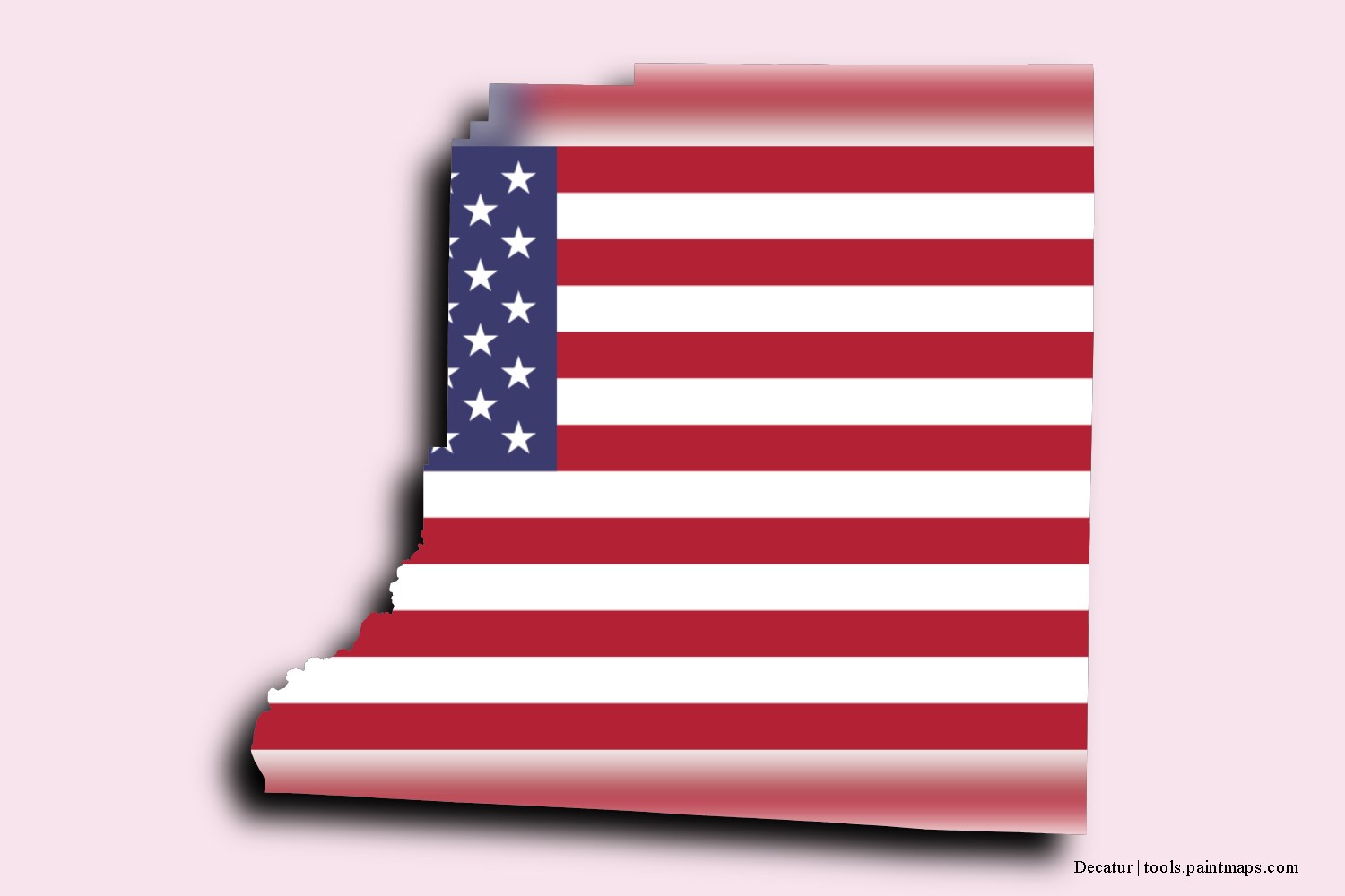 flag map of Decatur with 3D shadow effect