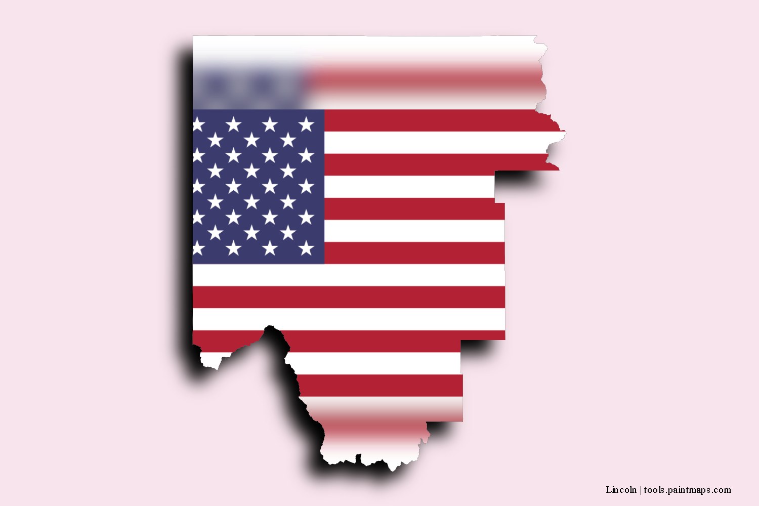 flag map of Lincoln with 3D shadow effect