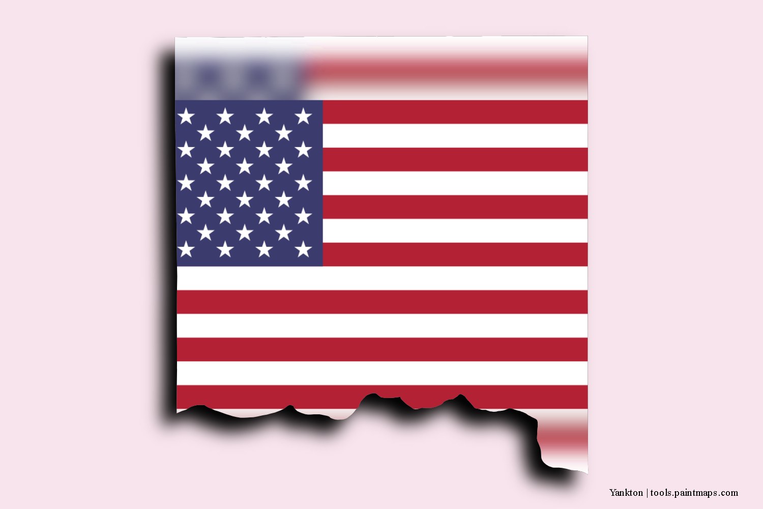 flag map of Yankton with 3D shadow effect