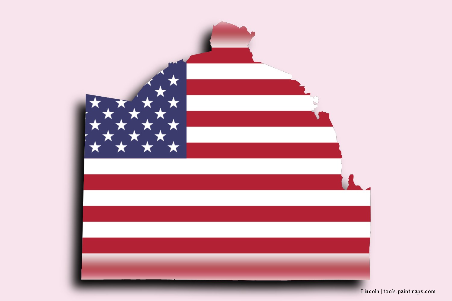 flag map of Lincoln with 3D shadow effect