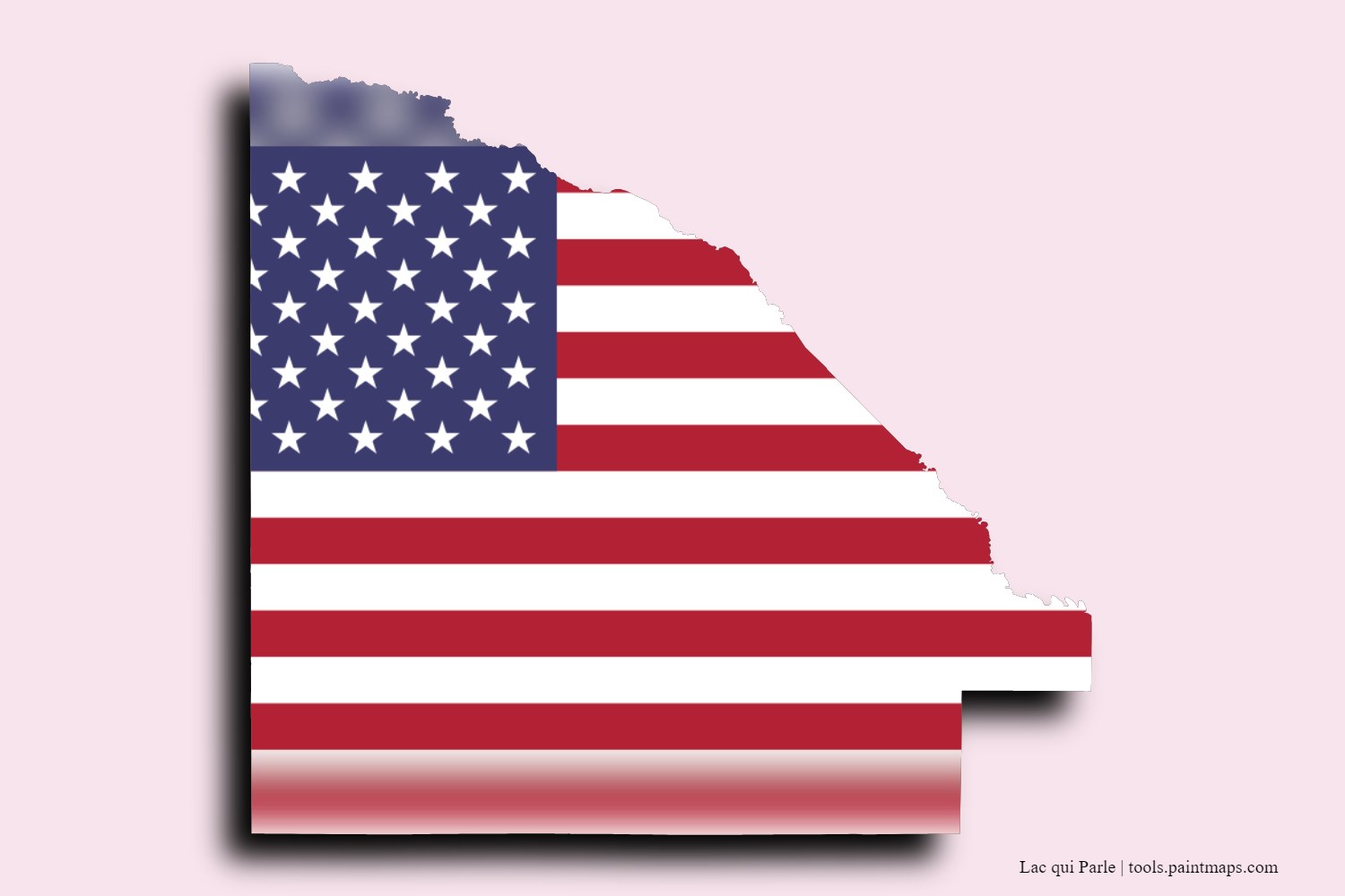 flag map of Lac qui Parle with 3D shadow effect