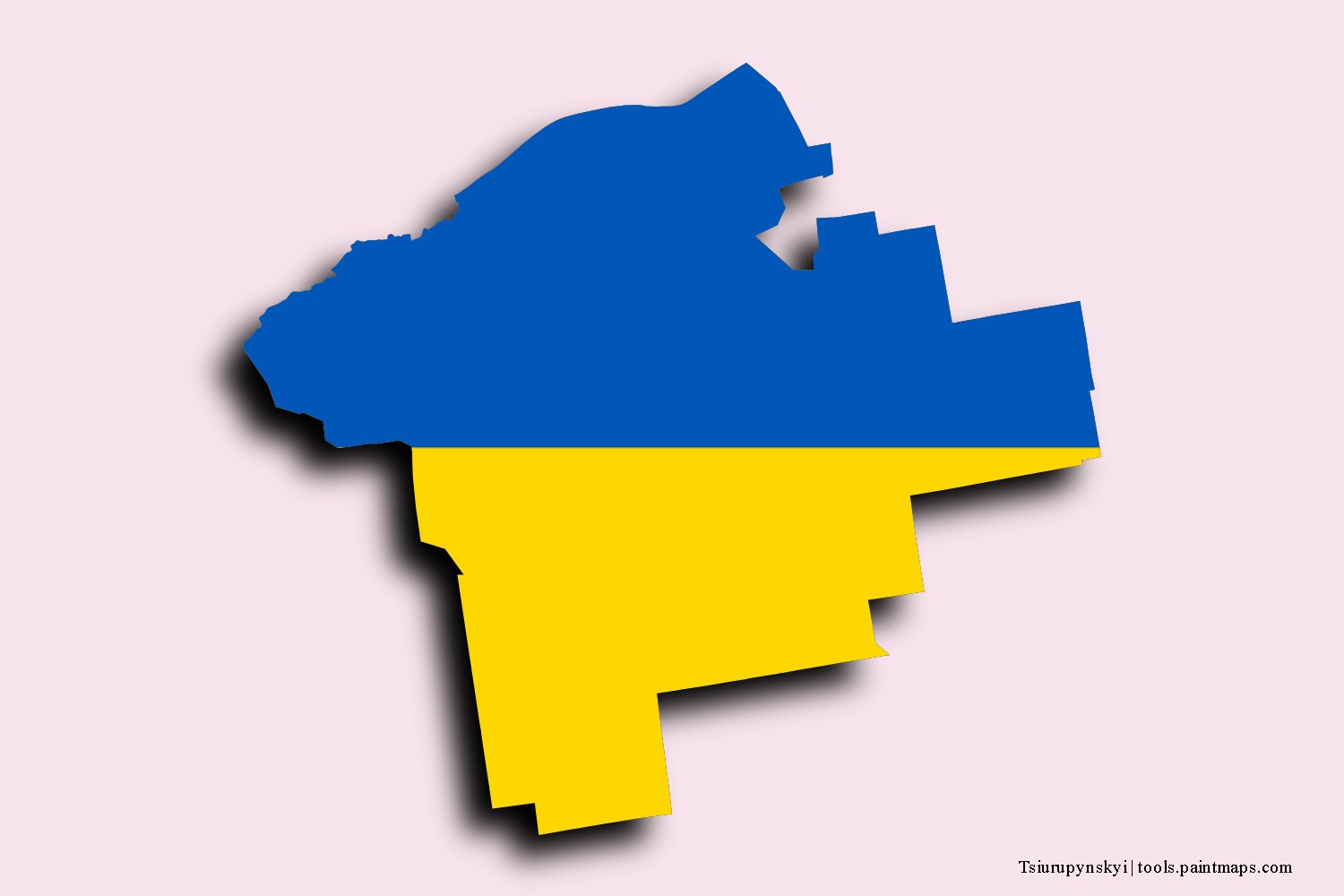 Mapa de la bandera de Tsiurupynskyi con efecto de sombra 3D