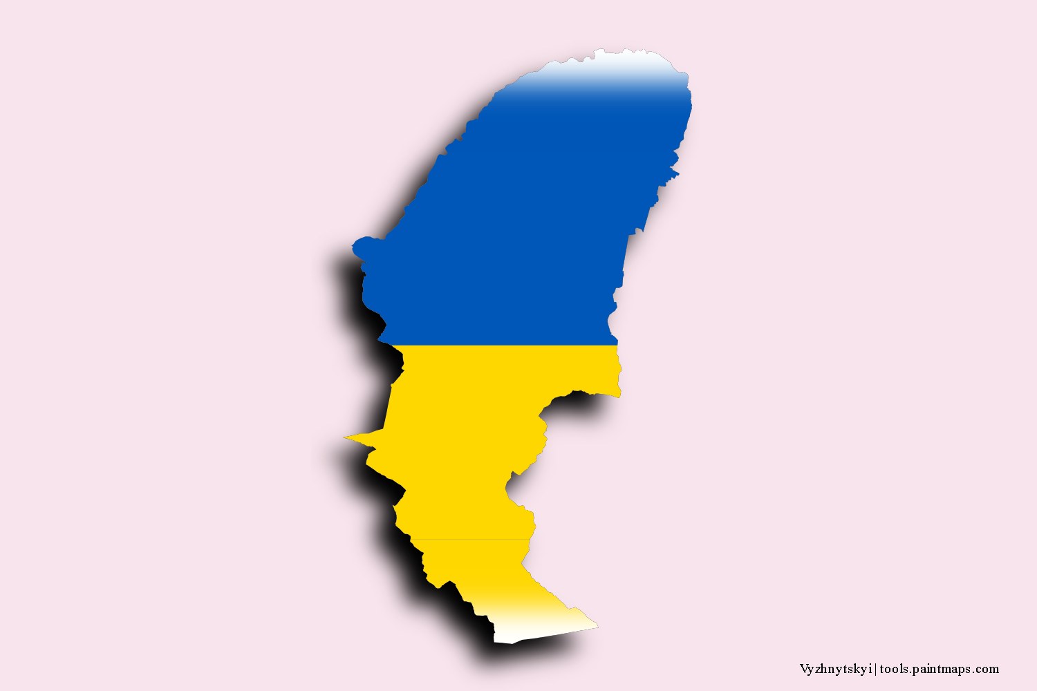 Mapa de la bandera de Vyzhnytskyi con efecto de sombra 3D