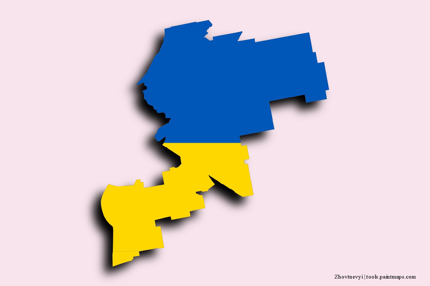 Mapa de la bandera de Zhovtnevyi con efecto de sombra 3D