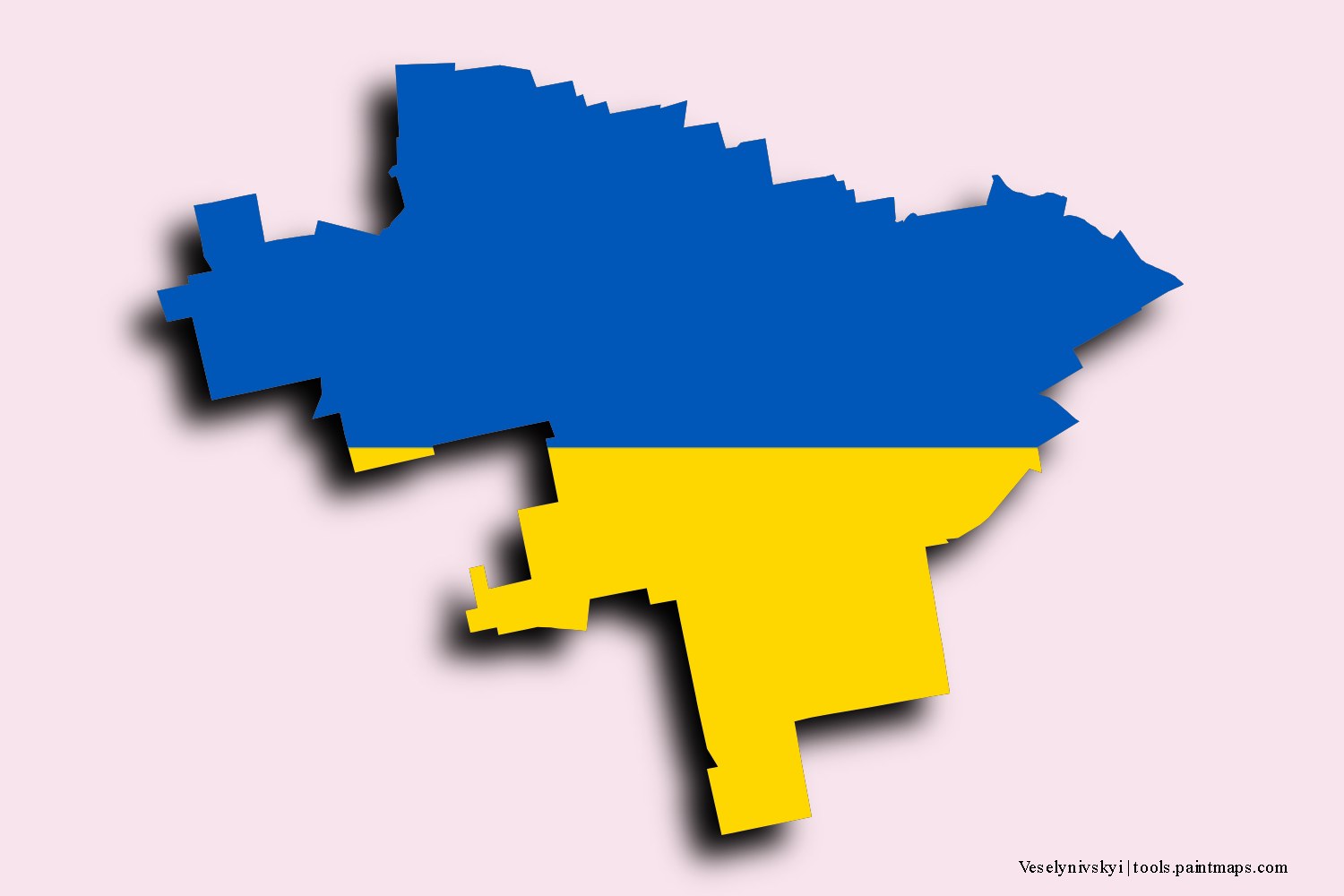 Mapa de la bandera de Veselynivskyi con efecto de sombra 3D