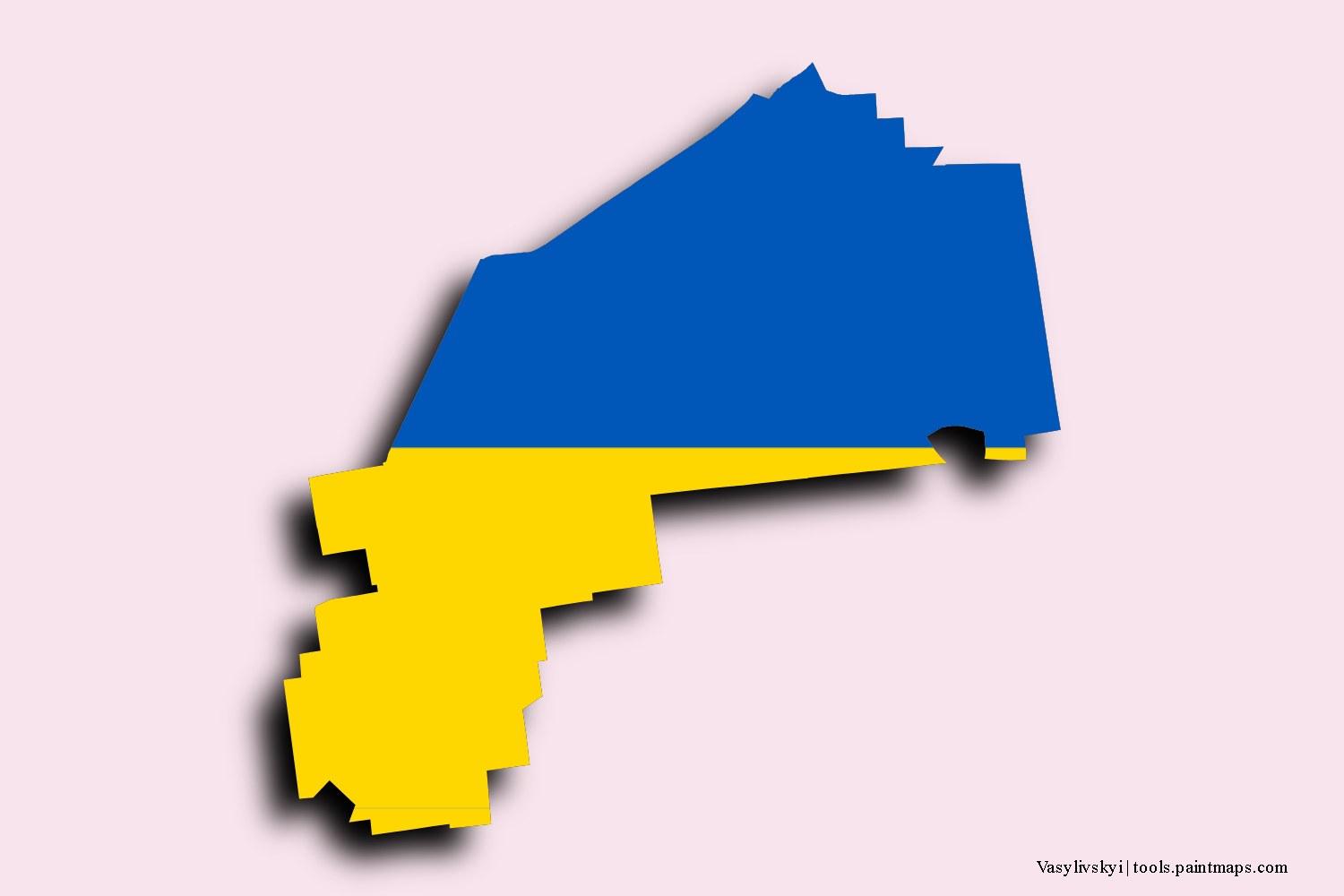 Mapa de la bandera de Vasylivskyi con efecto de sombra 3D