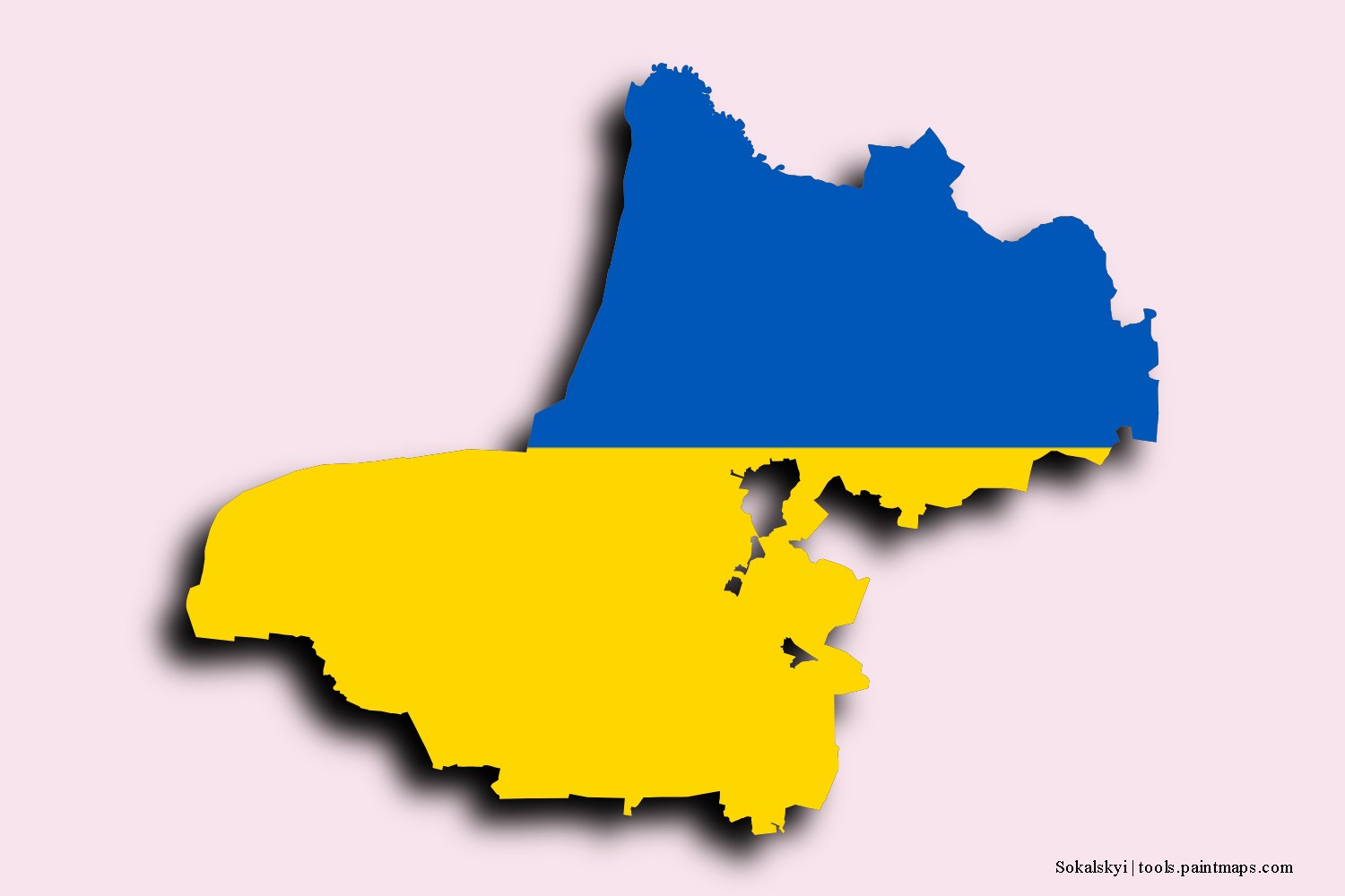 Mapa de la bandera de Sokalskyi con efecto de sombra 3D