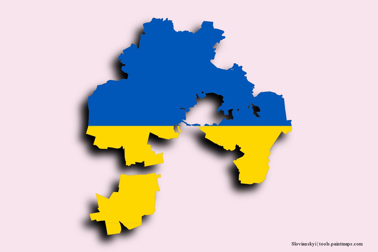 Mapa de la bandera de Slovianskyi con efecto de sombra 3D