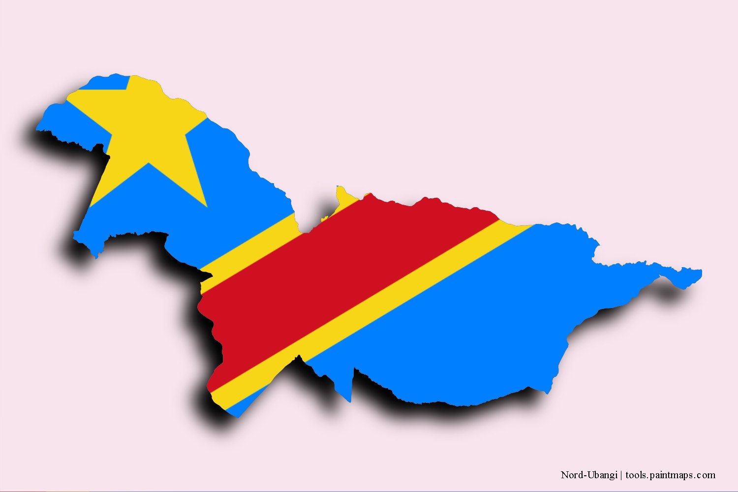 Mapa de la bandera de Nord-Ubangi con efecto de sombra 3D