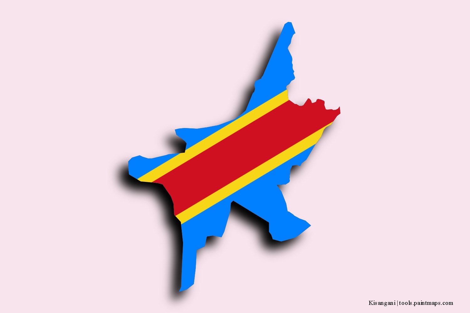 Mapa de la bandera de Kisangani con efecto de sombra 3D