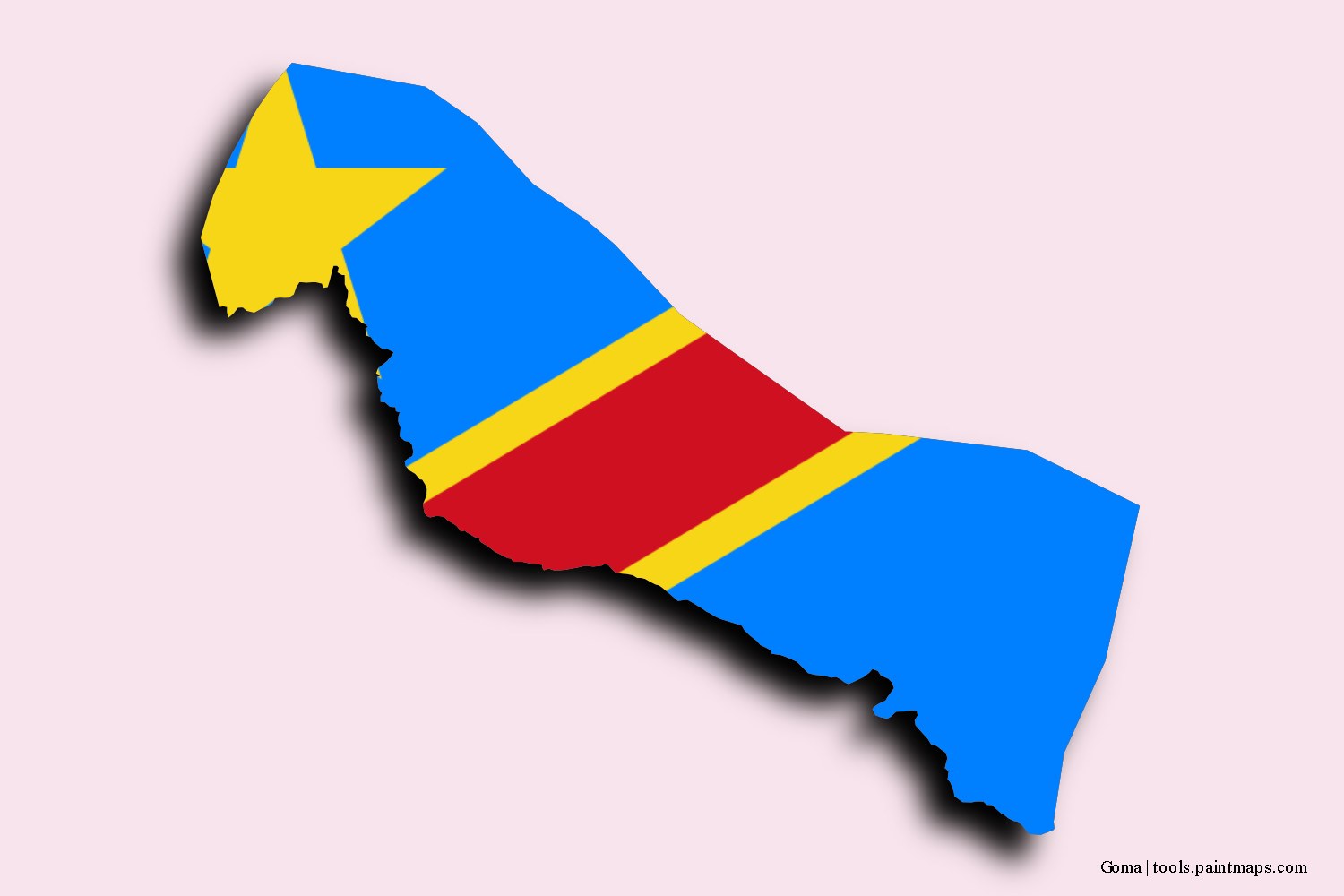 flag map of Goma with 3D shadow effect