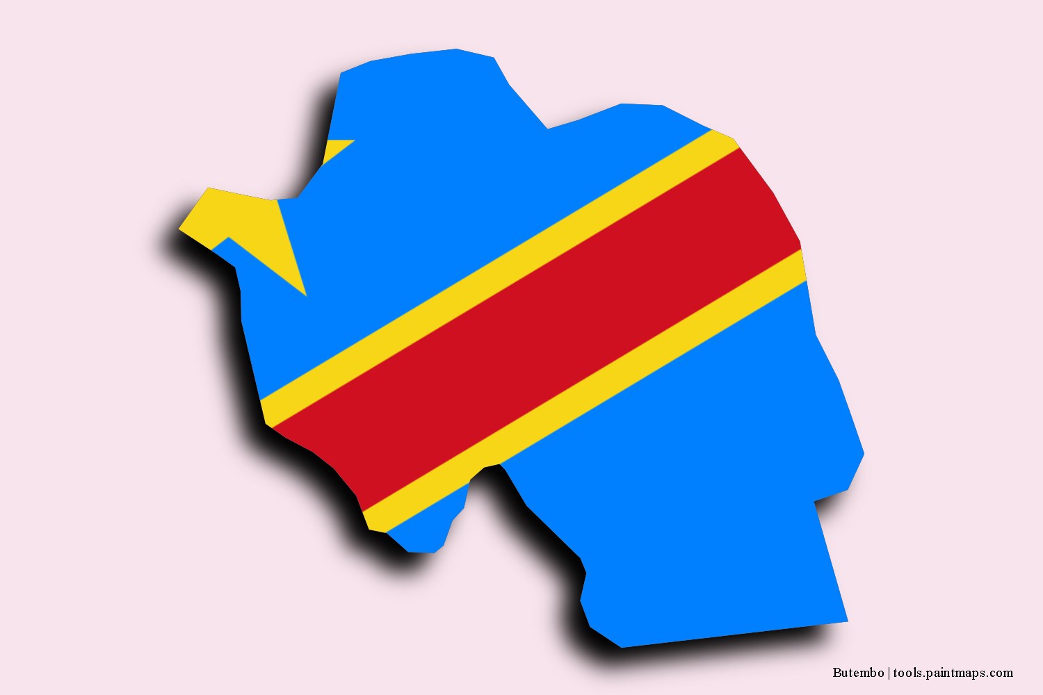 flag map of Butembo with 3D shadow effect