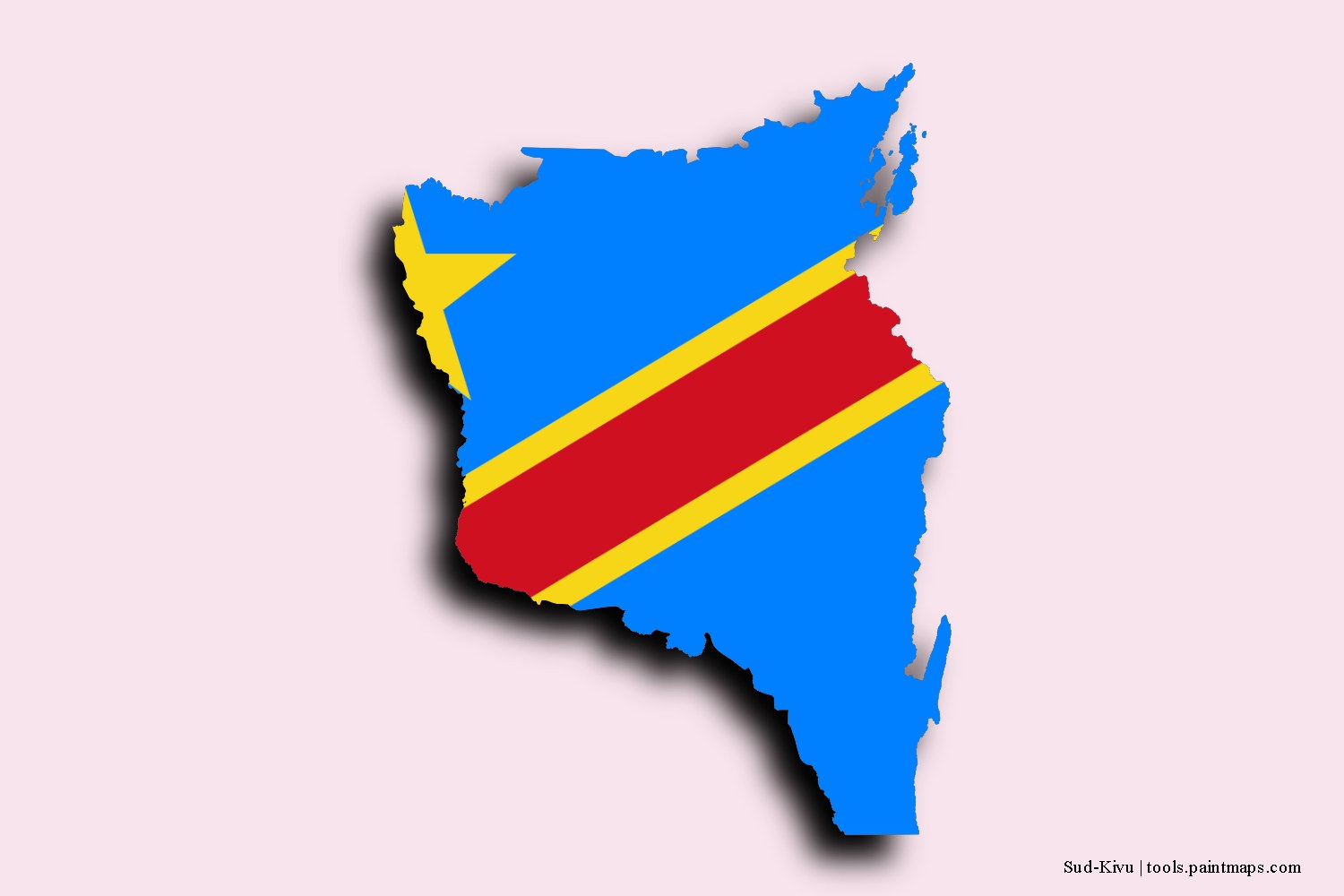 Mapa de la bandera de Sud-Kivu con efecto de sombra 3D