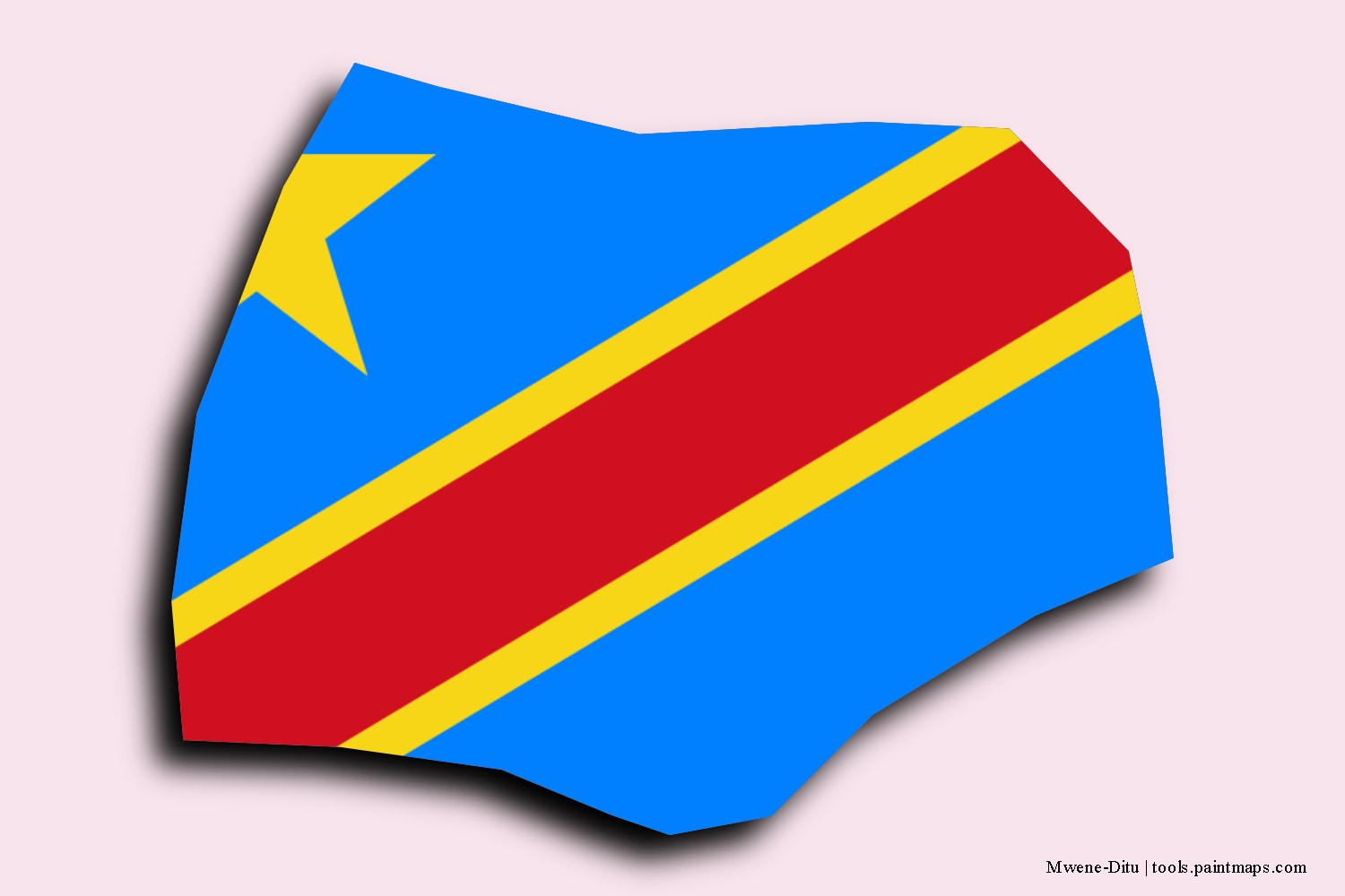 flag map of Mwene-Ditu with 3D shadow effect