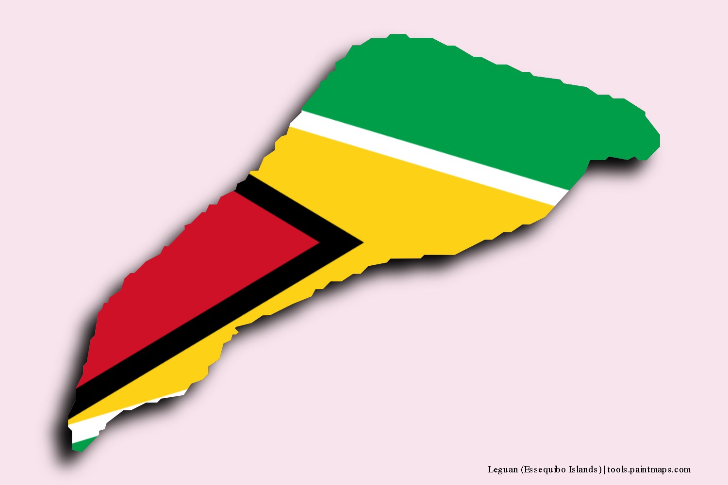 Mapa de la bandera de Leguan (Essequibo Islands) con efecto de sombra 3D