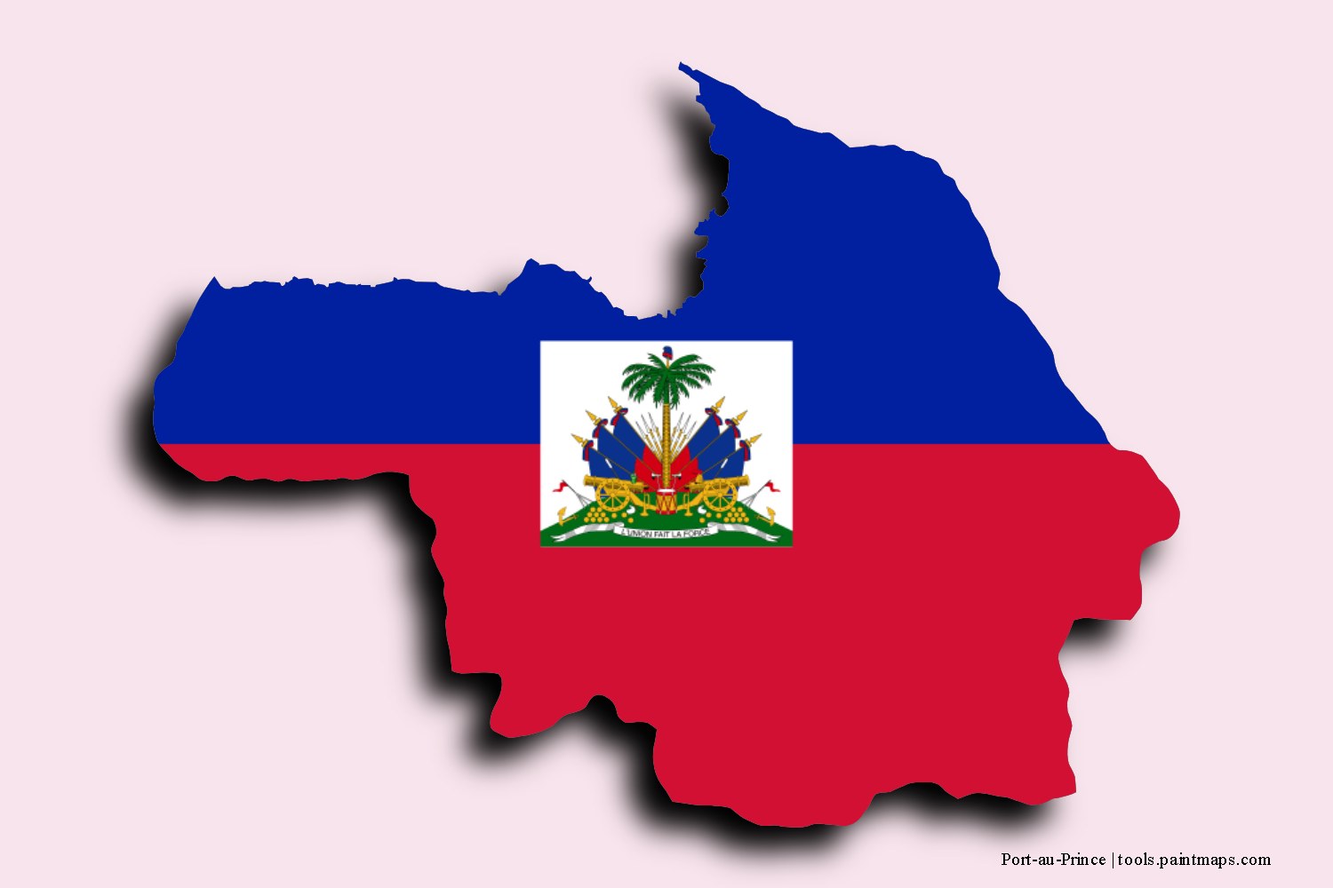 flag map of Port-au-Prince with 3D shadow effect