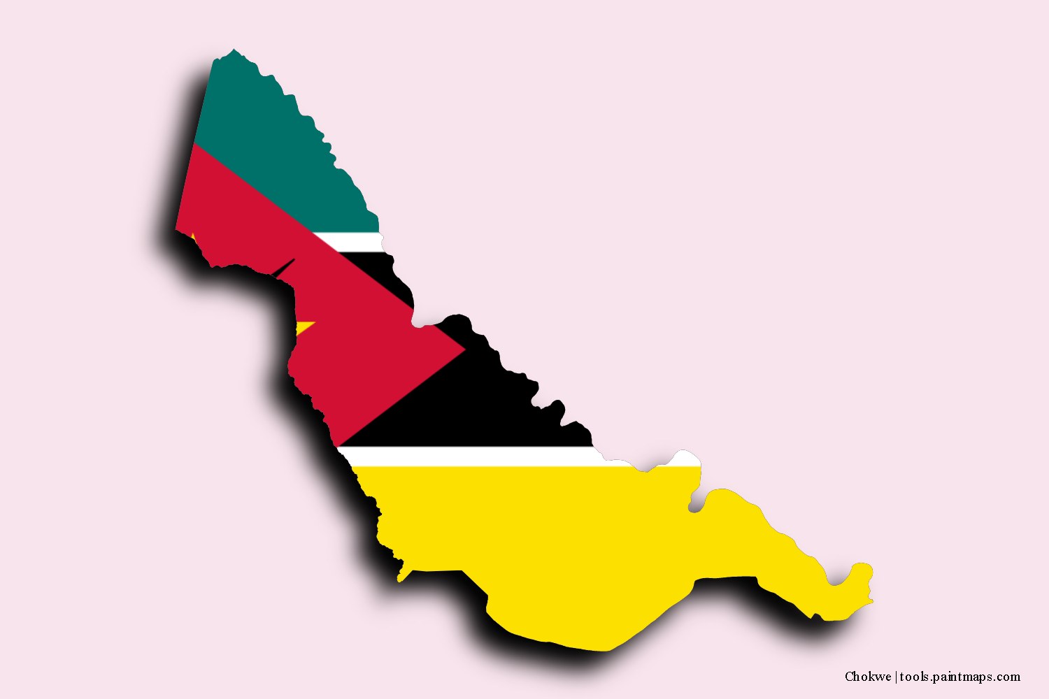 Mapa de la bandera de Chokwe con efecto de sombra 3D