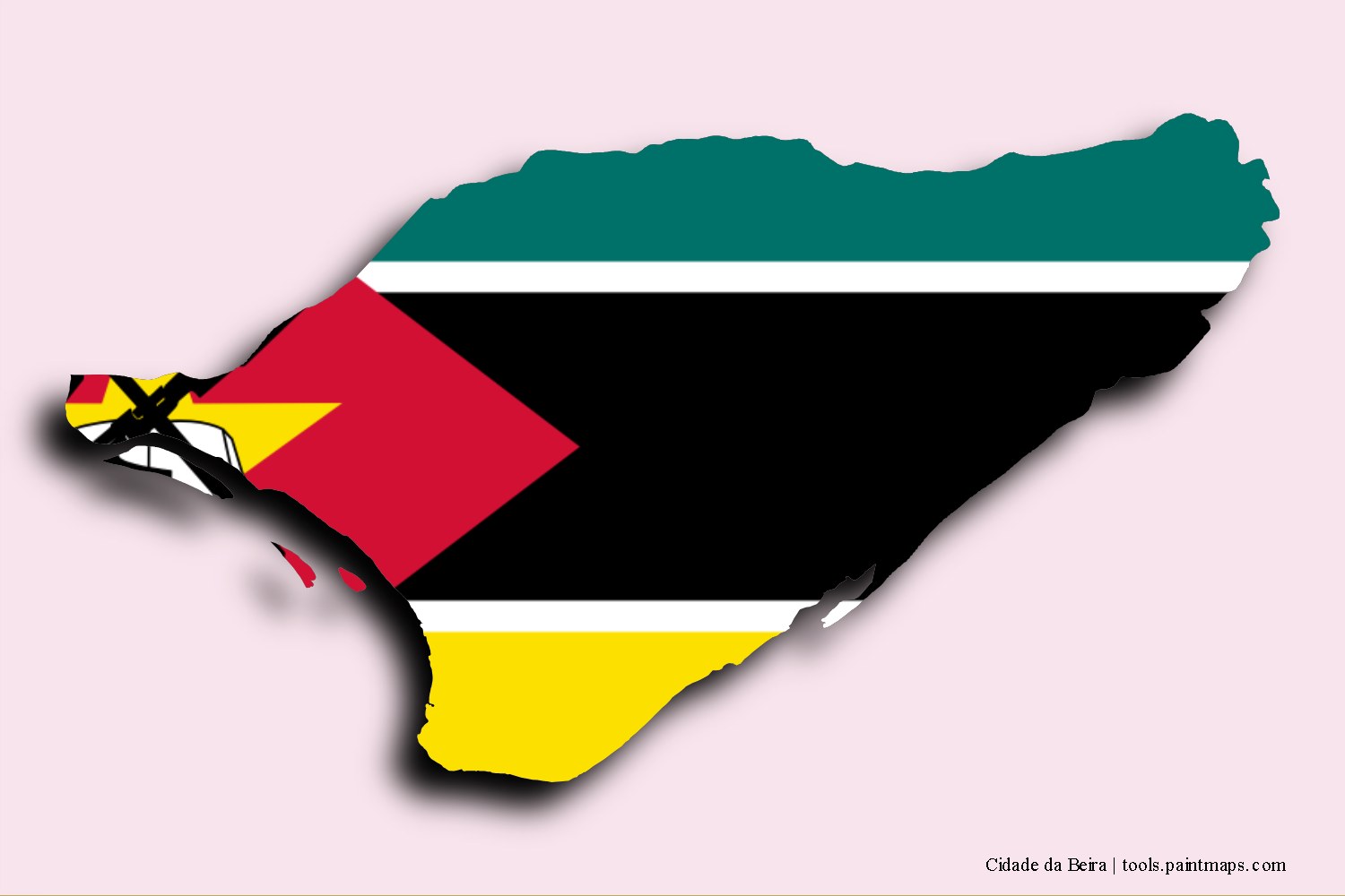 Mapa de la bandera de Cidade da Beira con efecto de sombra 3D