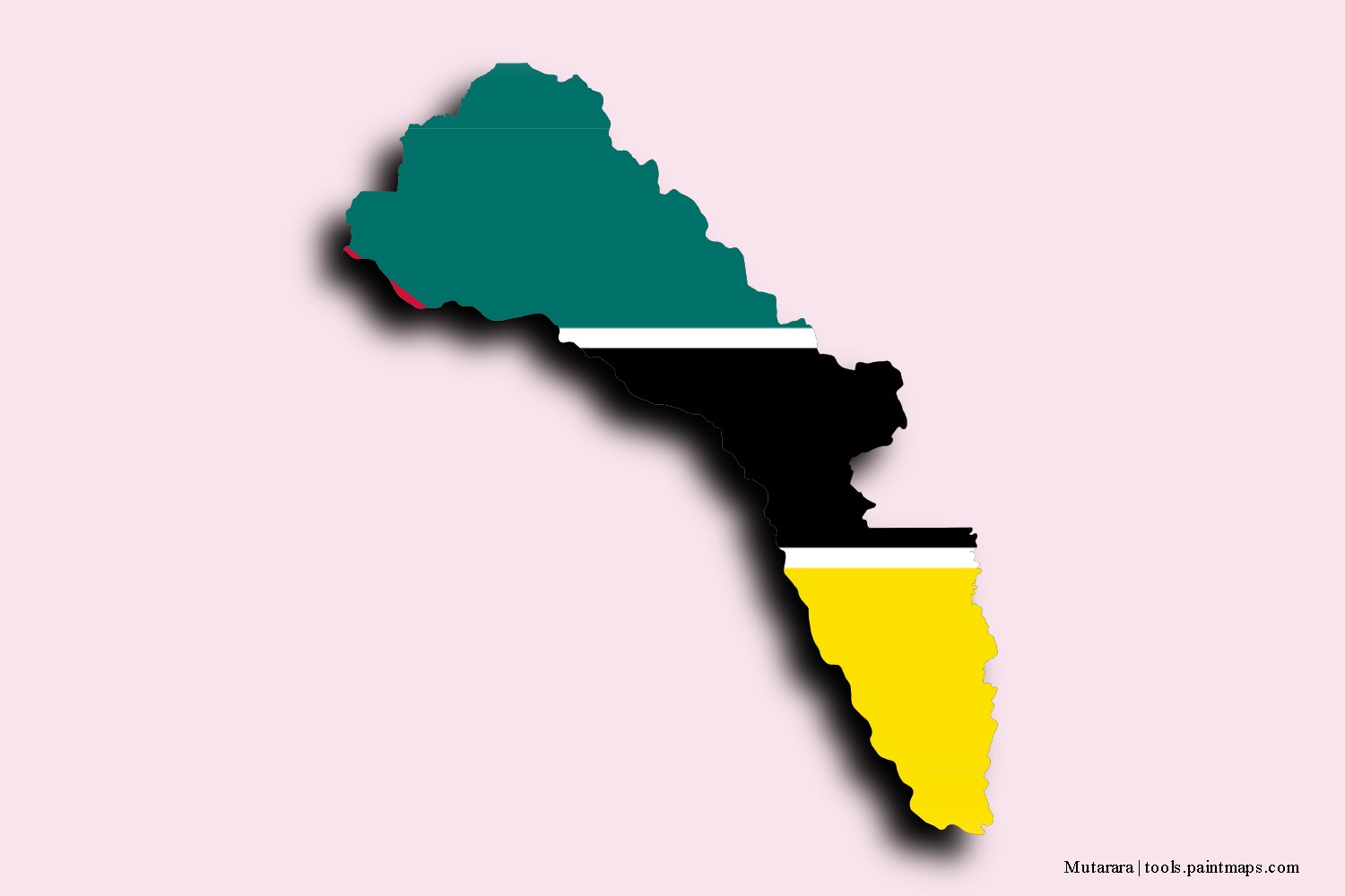 Mapa de la bandera de Mutarara con efecto de sombra 3D