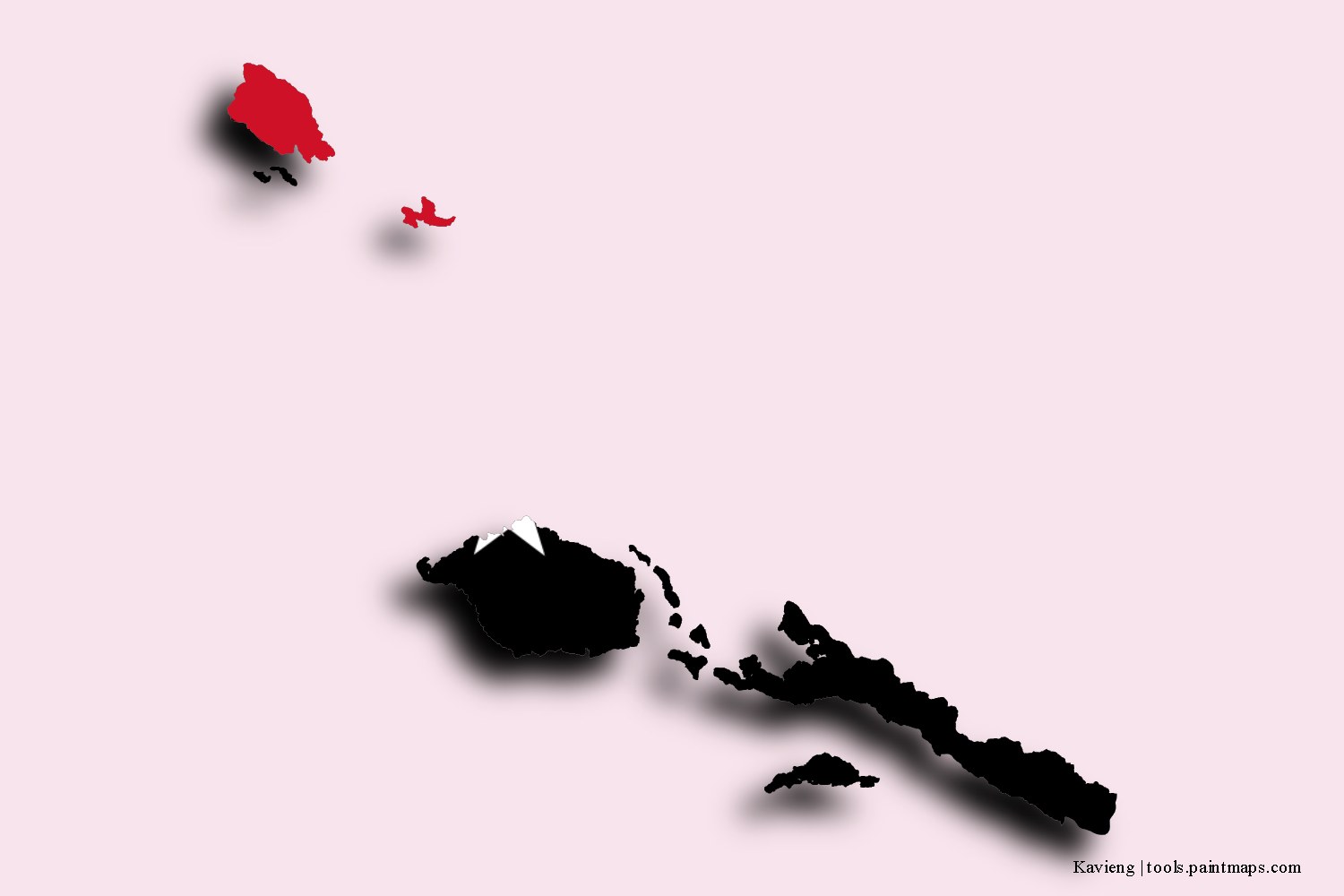 flag map of Kavieng with 3D shadow effect