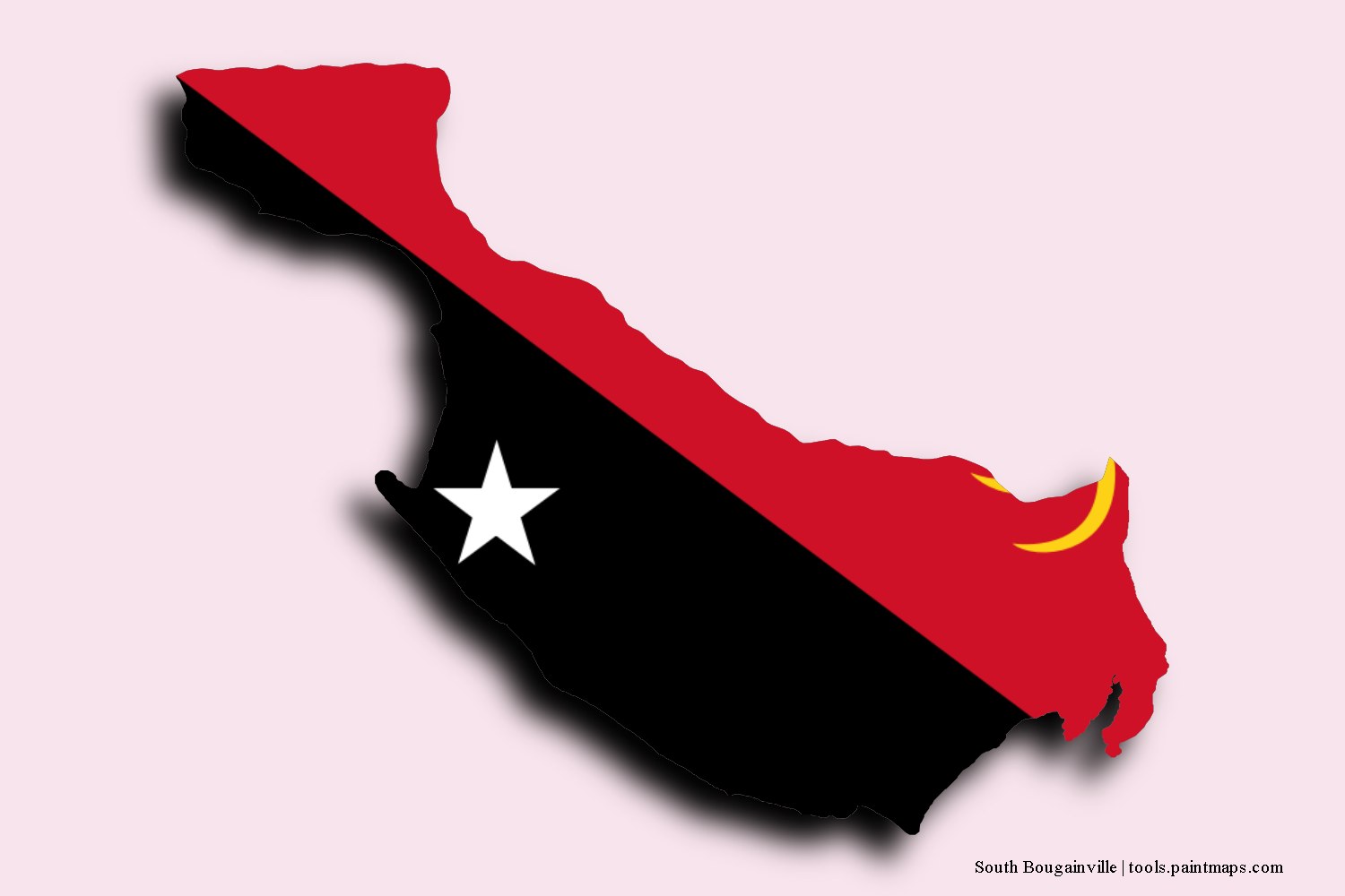 Mapa de la bandera de South Bougainville con efecto de sombra 3D