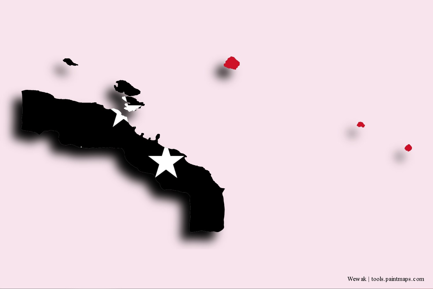 Mapa de la bandera de Wewak con efecto de sombra 3D