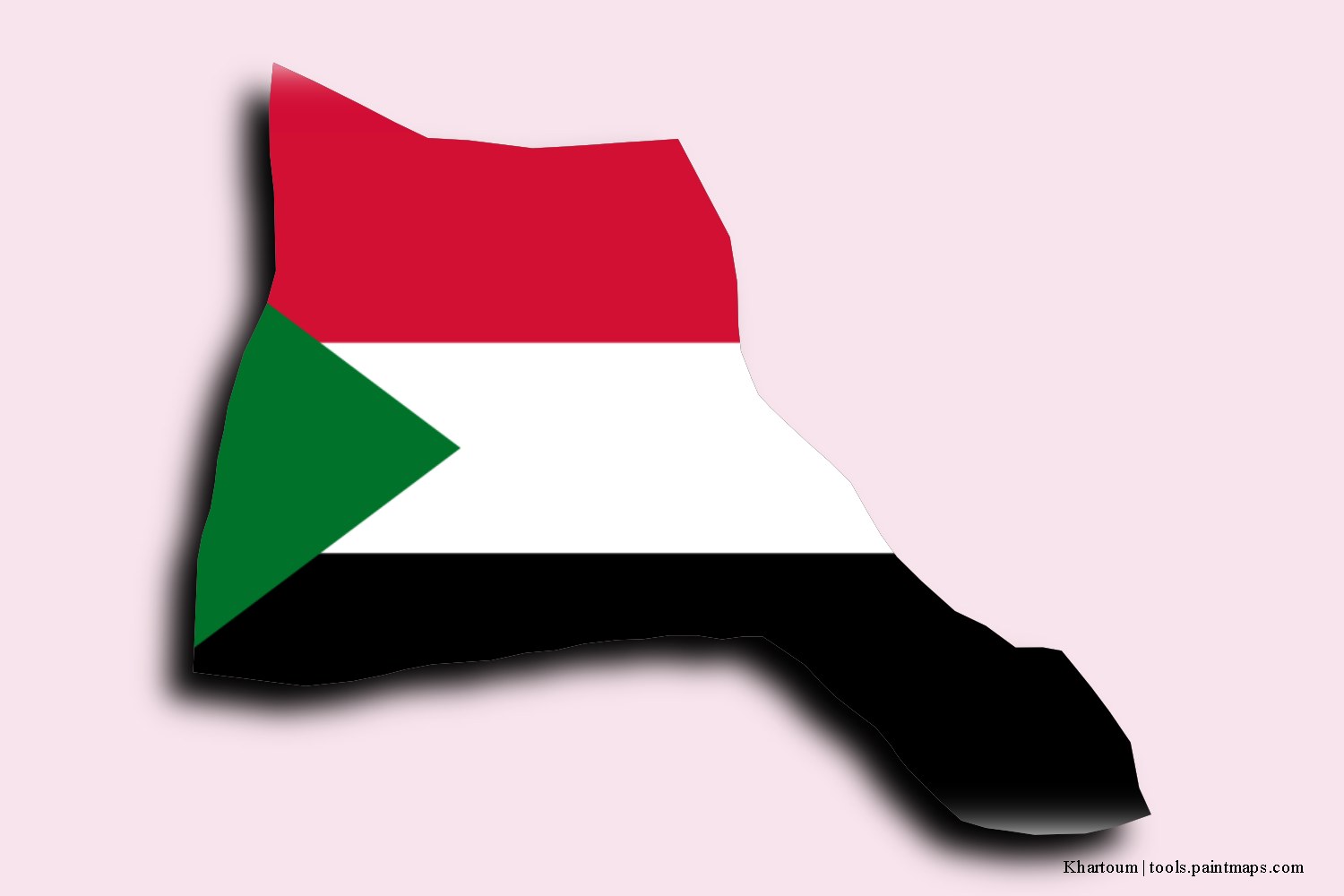 flag map of Khartoum with 3D shadow effect