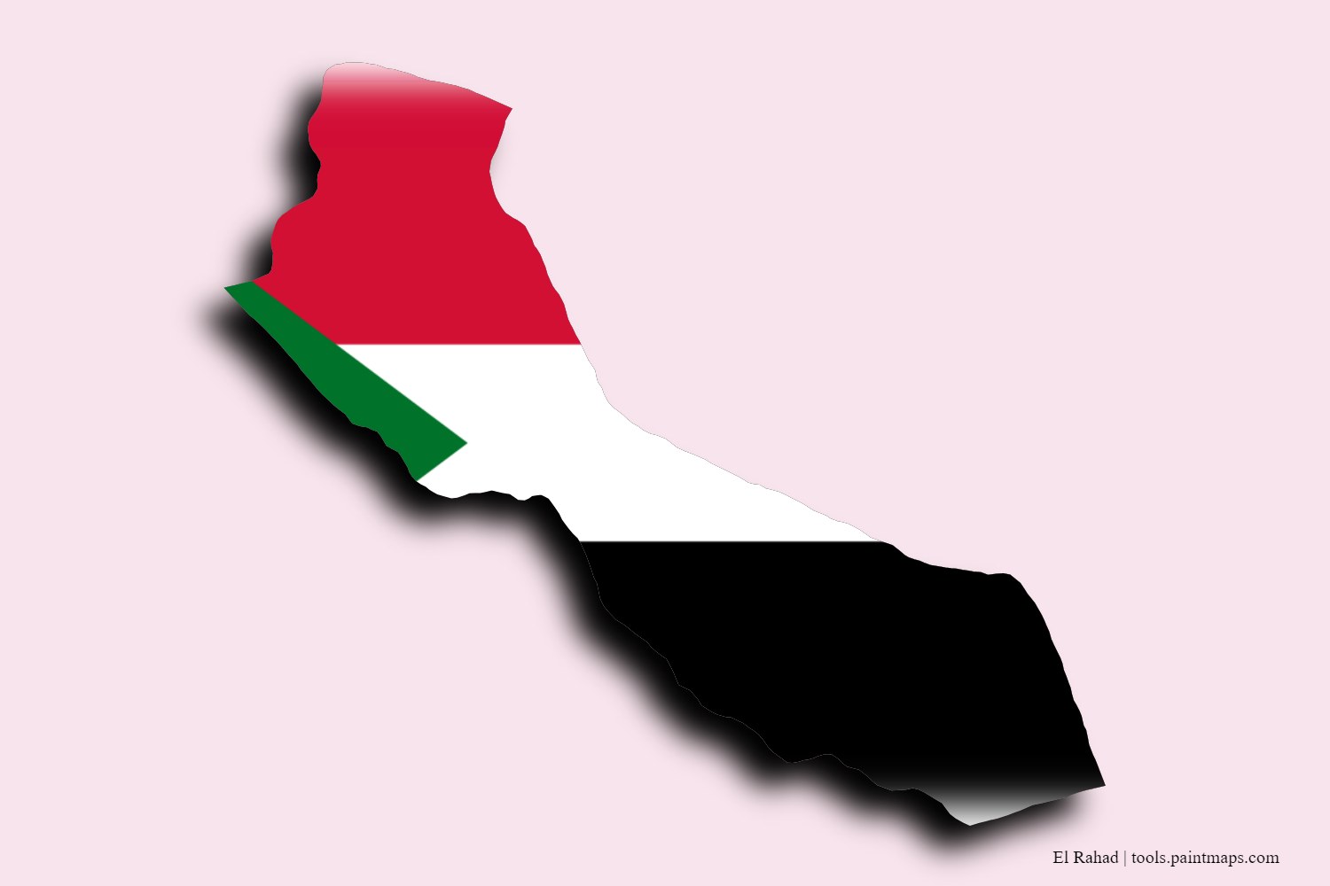 flag map of El Rahad with 3D shadow effect