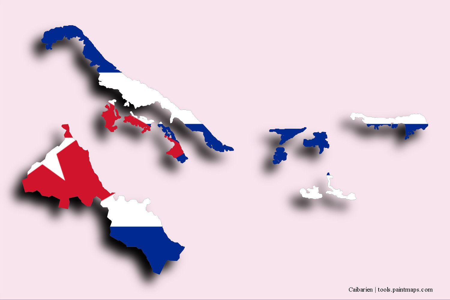 flag map of Caibarién with 3D shadow effect