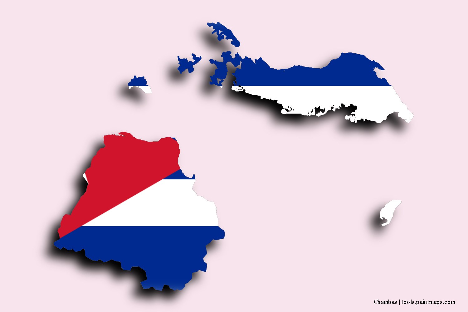 Mapa de la bandera de Chambas con efecto de sombra 3D