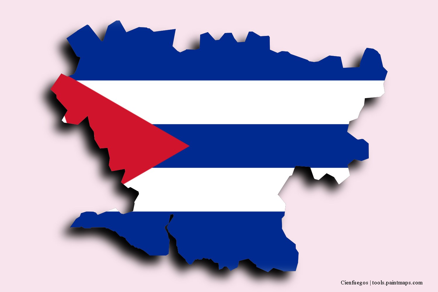 Mapa de la bandera de Cienfuegos con efecto de sombra 3D