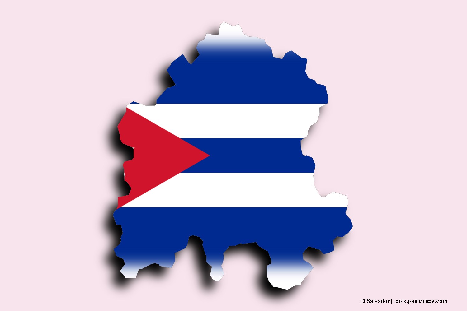 Mapa de la bandera de El Salvador con efecto de sombra 3D