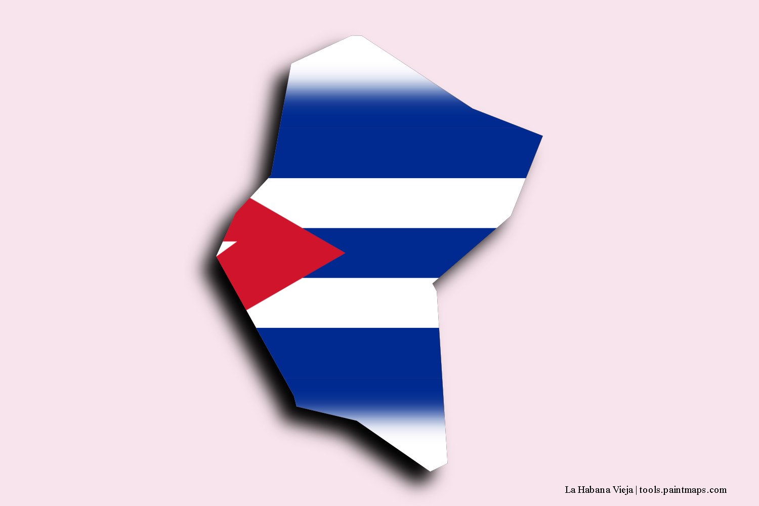 Mapa de la bandera de La Habana Vieja con efecto de sombra 3D