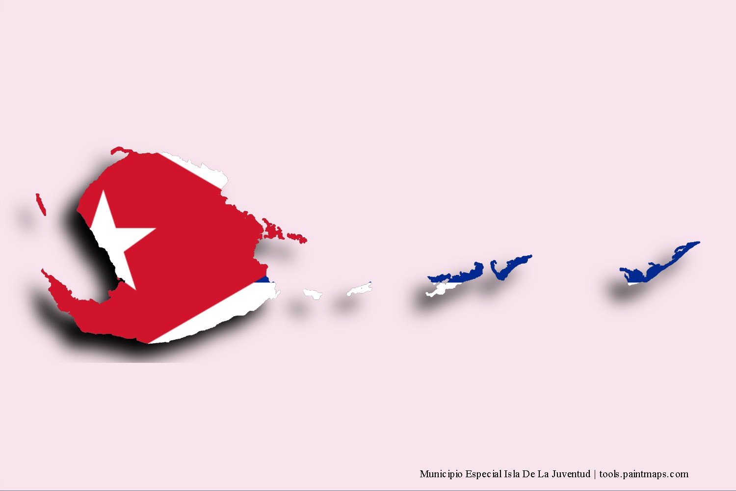 Mapa de la bandera de Municipio Especial Isla De La Juventud con efecto de sombra 3D