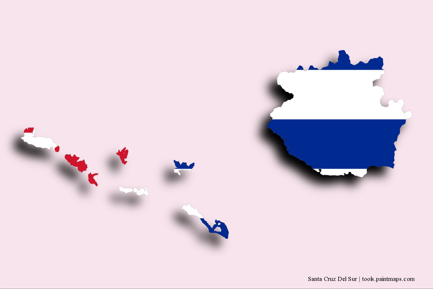 Mapa de la bandera de Santa Cruz Del Sur con efecto de sombra 3D