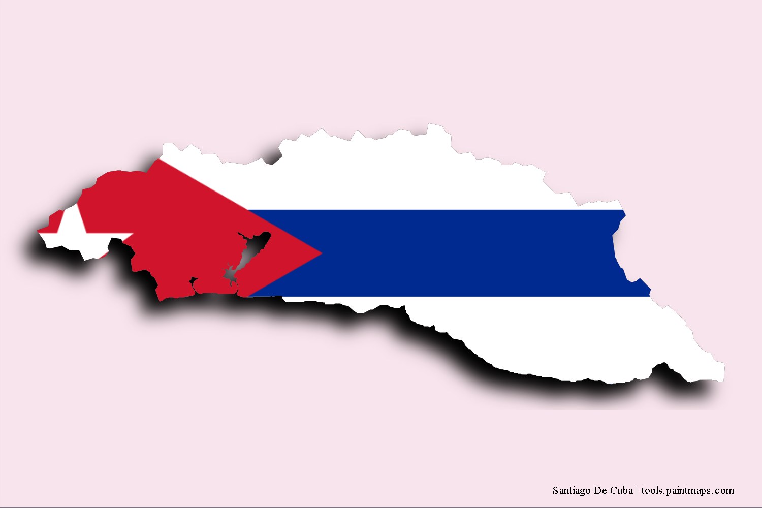 Mapa de la bandera de Santiago De Cuba con efecto de sombra 3D